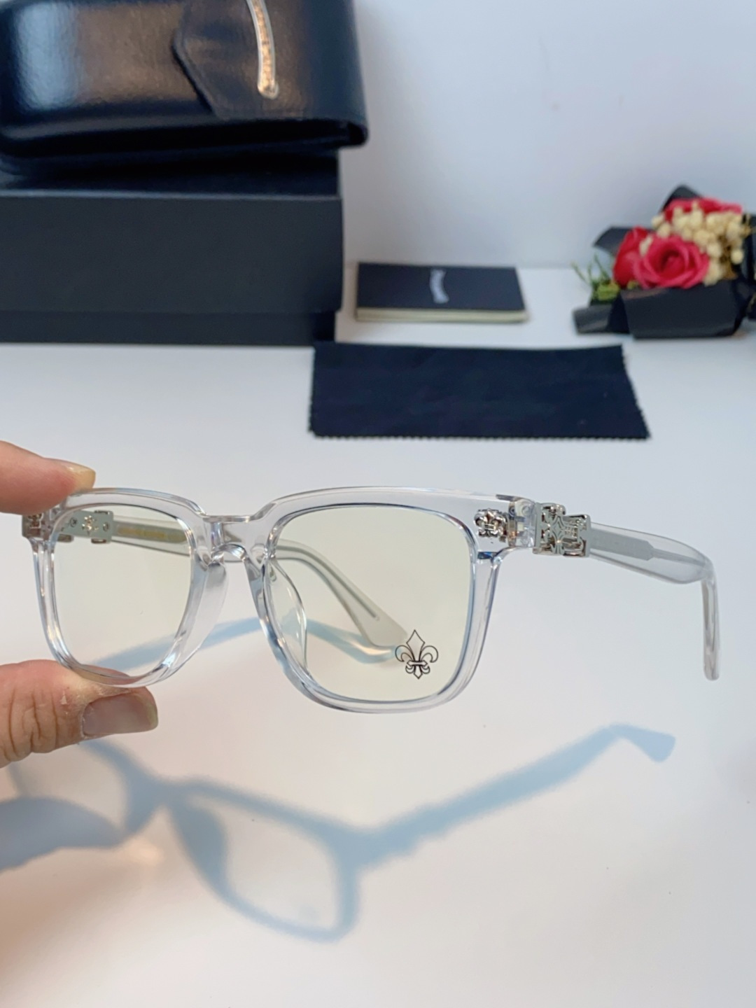 Chrome Hearts克罗心 2025新款时尚潮款方框防蓝光平光镜复古大框男女士眼镜近视镜架 男女通