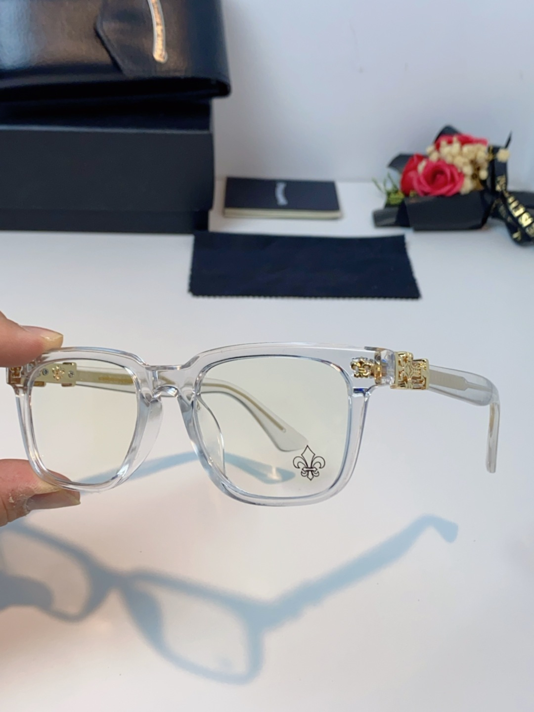 Chrome Hearts克罗心 2025新款时尚潮款方框防蓝光平光镜复古大框男女士眼镜近视镜架 男女通