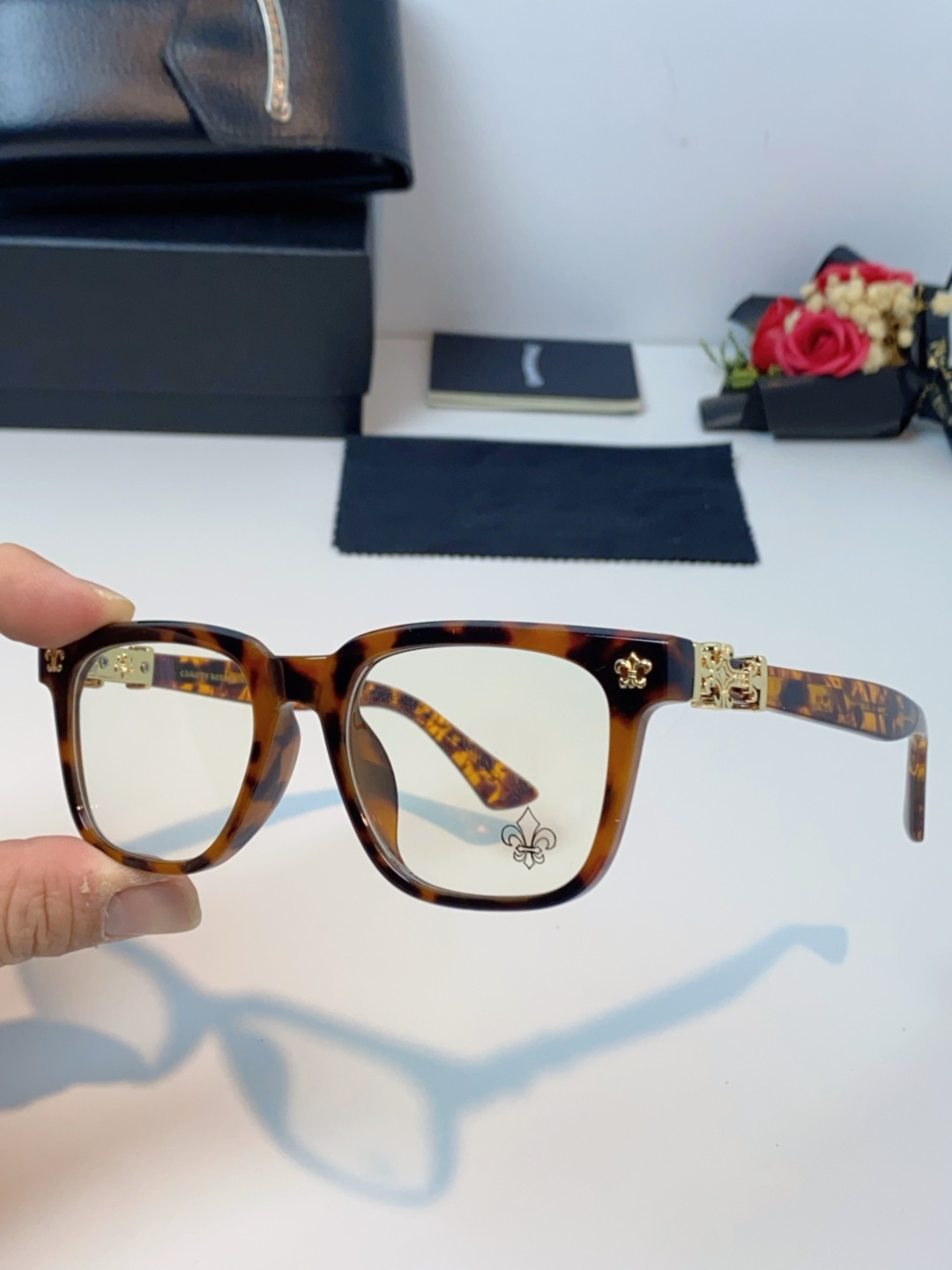 Chrome Hearts克罗心 2025新款时尚潮款方框防蓝光平光镜复古大框男女士眼镜近视镜架 男女通