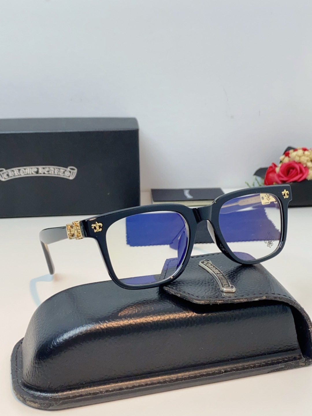 Chrome Hearts克罗心 2025新款时尚潮款方框防蓝光平光镜复古大框男女士眼镜近视镜架 男女通