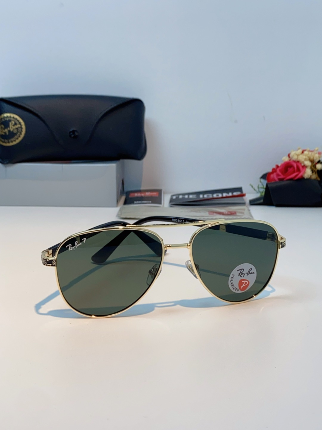 Rayban雷朋 2025新款飞行员男女通用开车驾驶偏光墨镜高级感蛤蟆镜太阳镜 RB58517 Size