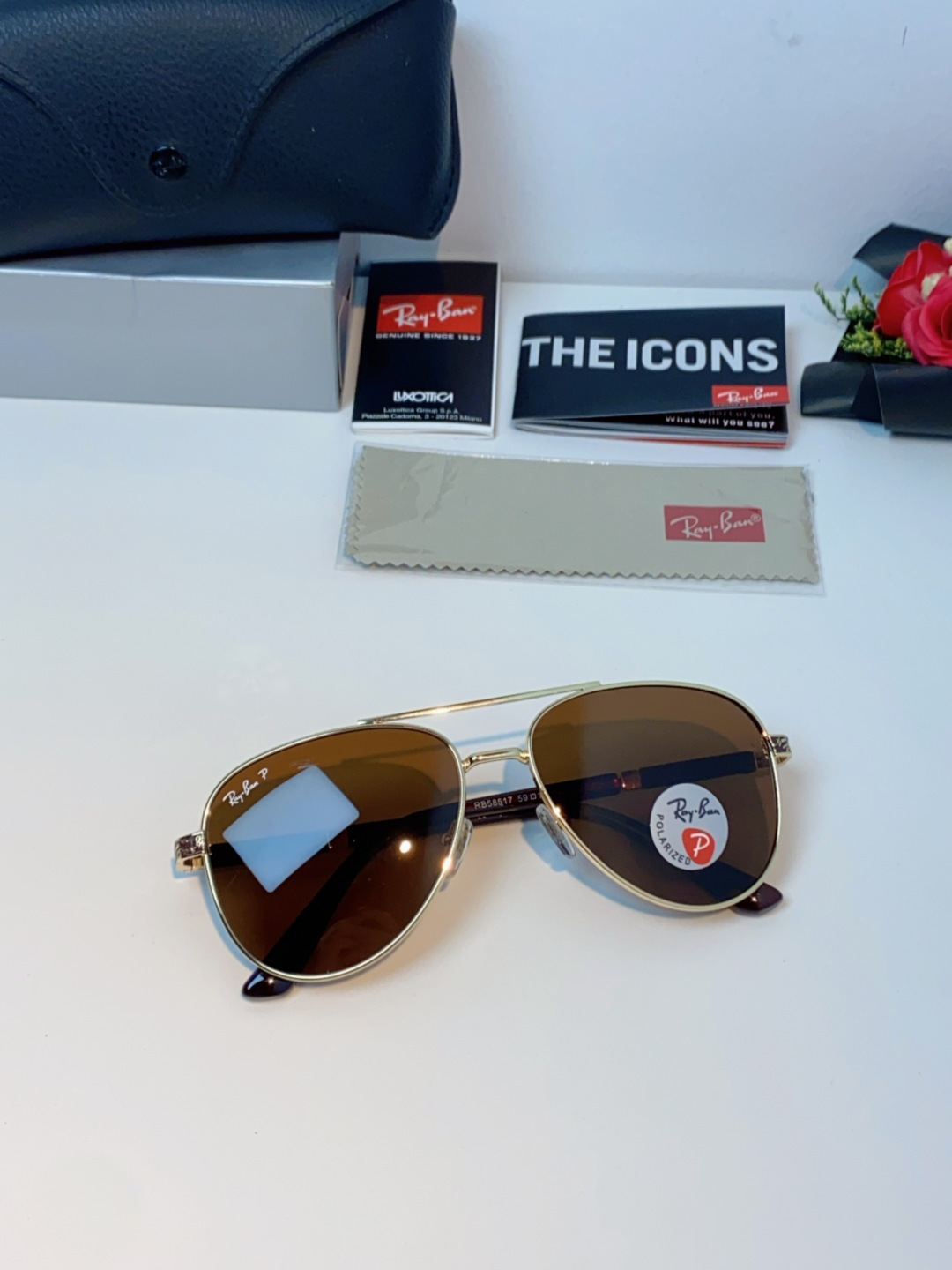 Rayban雷朋 2025新款飞行员男女通用开车驾驶偏光墨镜高级感蛤蟆镜太阳镜 RB58517 Size