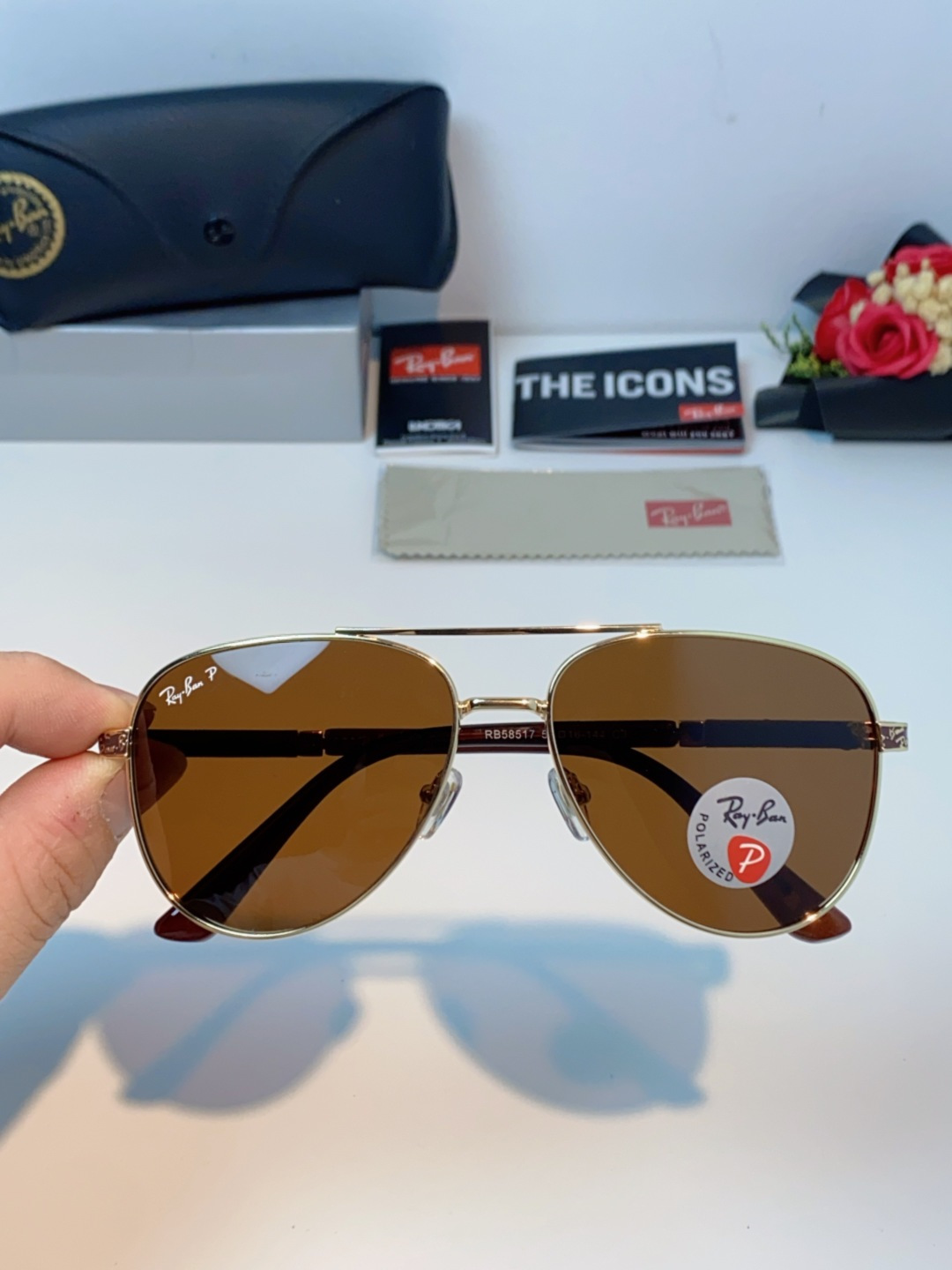 Rayban雷朋 2025新款飞行员男女通用开车驾驶偏光墨镜高级感蛤蟆镜太阳镜 RB58517 Size