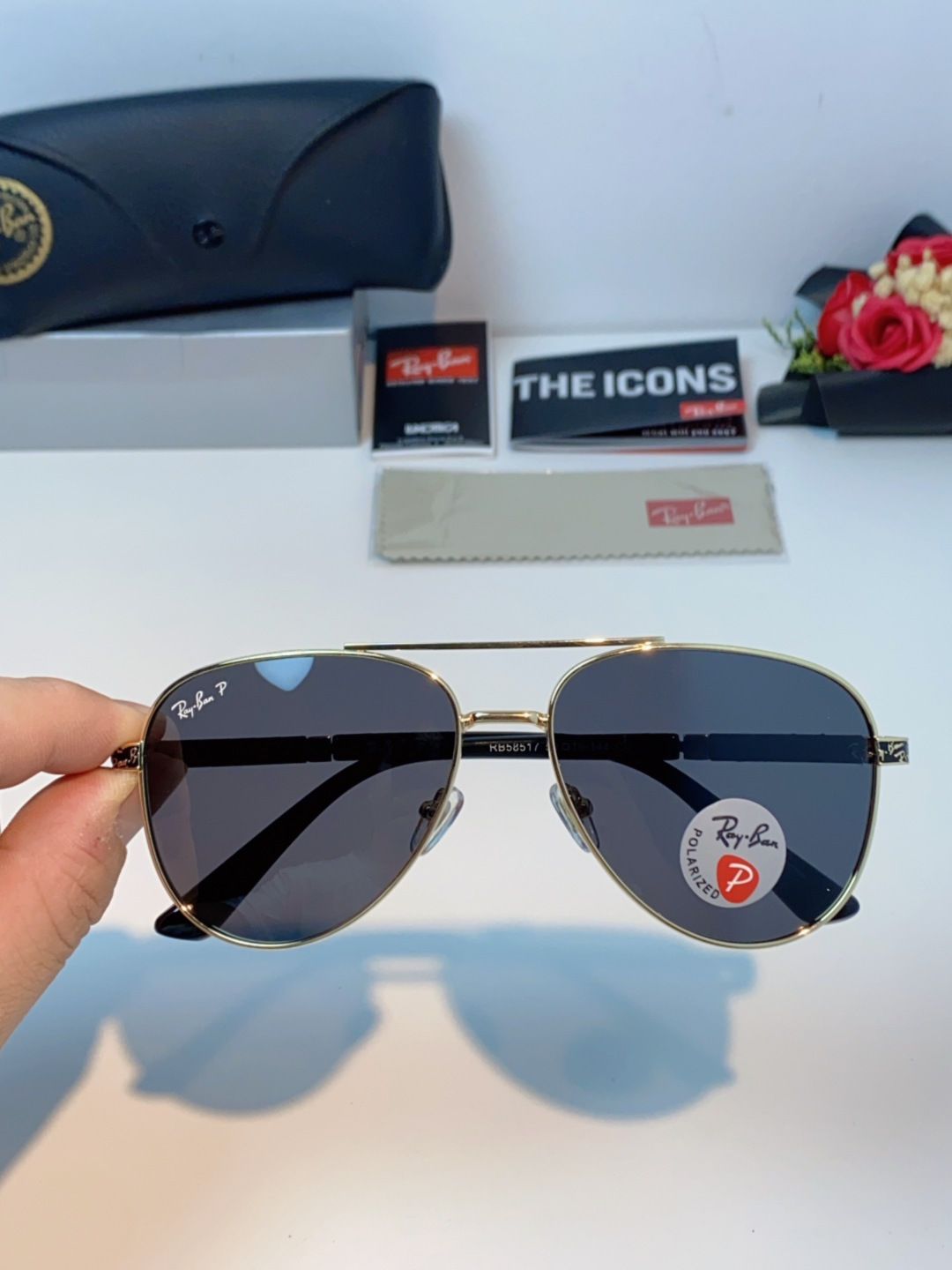 Rayban雷朋 2025新款飞行员男女通用开车驾驶偏光墨镜高级感蛤蟆镜太阳镜 RB58517 Size