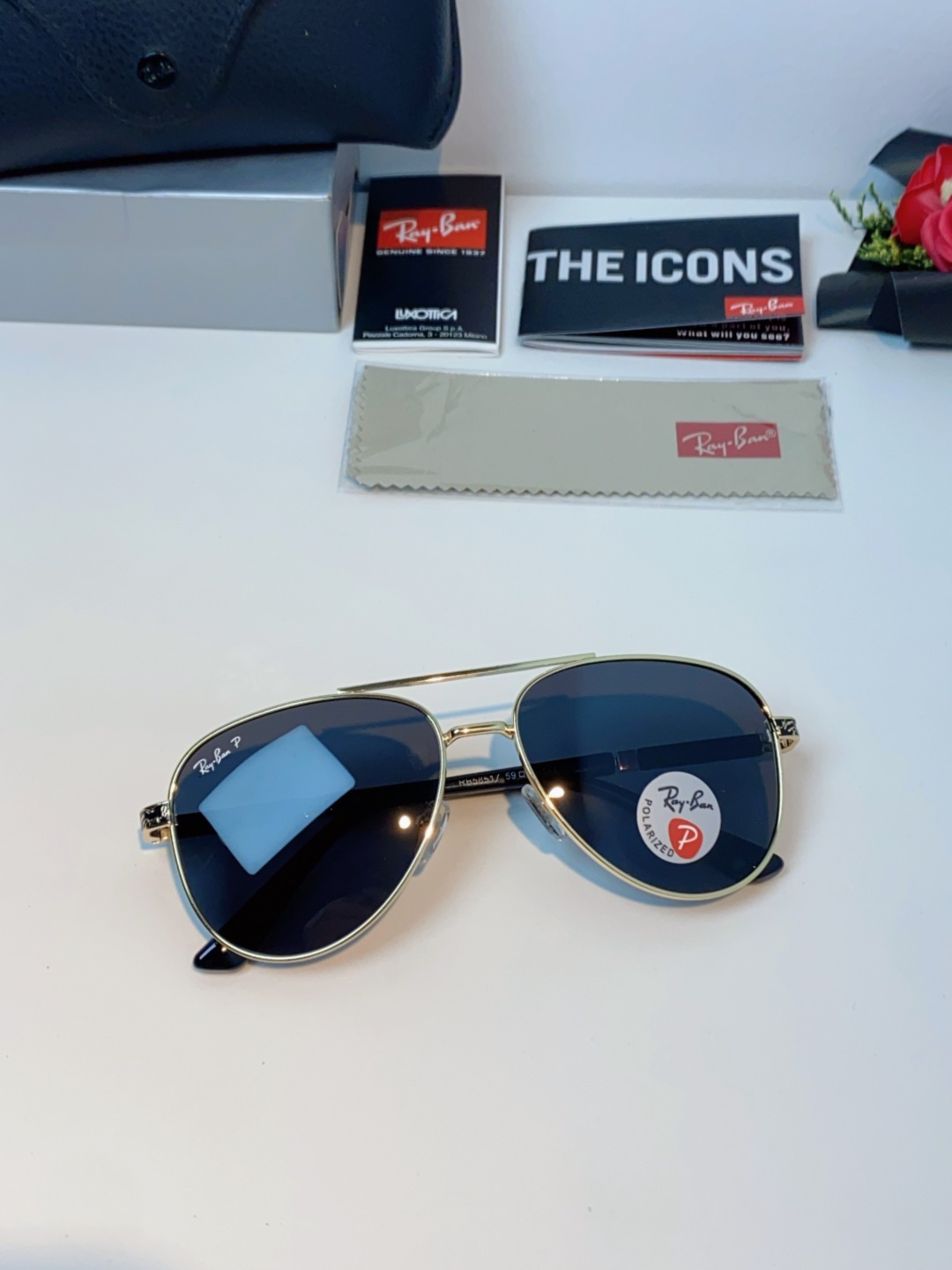 Rayban雷朋 2025新款飞行员男女通用开车驾驶偏光墨镜高级感蛤蟆镜太阳镜 RB58517 Size