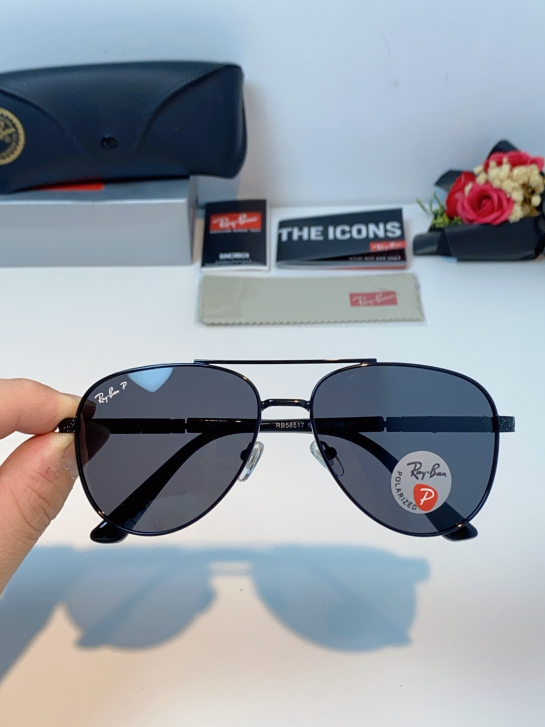 Rayban雷朋 2025新款飞行员男女通用开车驾驶偏光墨镜高级感蛤蟆镜太阳镜 RB58517 Size