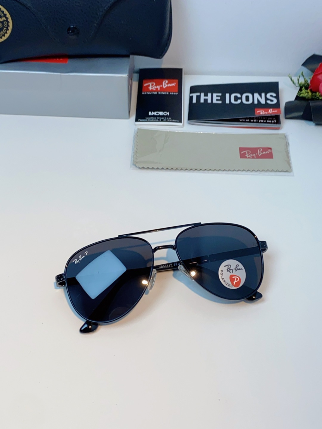 Rayban雷朋 2025新款飞行员男女通用开车驾驶偏光墨镜高级感蛤蟆镜太阳镜 RB58517 Size