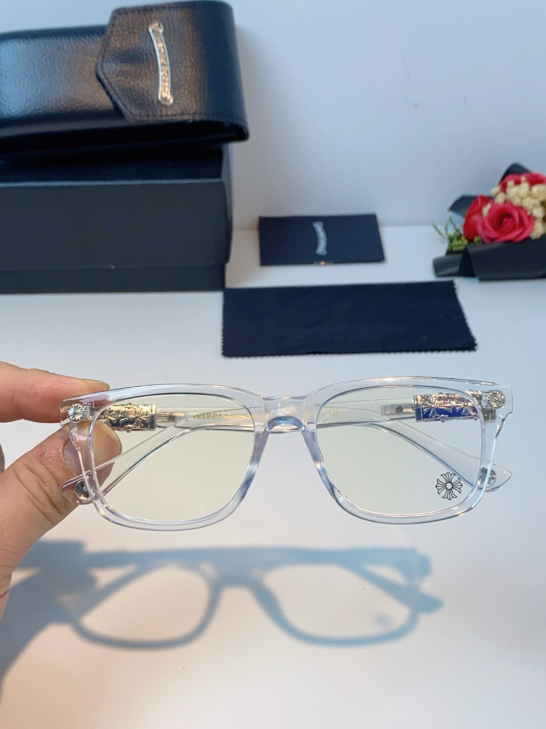 Chrome Hearts克罗心 2025新款经典十字花徽标平光镜眼镜框光学镜架男女近视眼镜