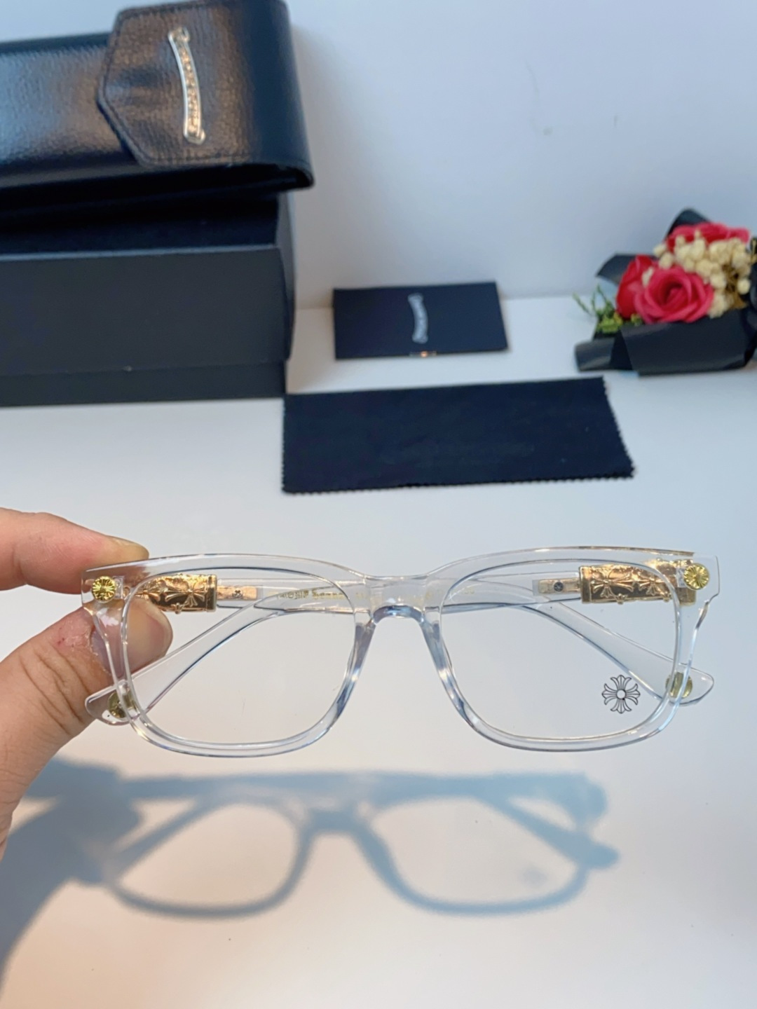 Chrome Hearts克罗心 2025新款经典十字花徽标平光镜眼镜框光学镜架男女近视眼镜