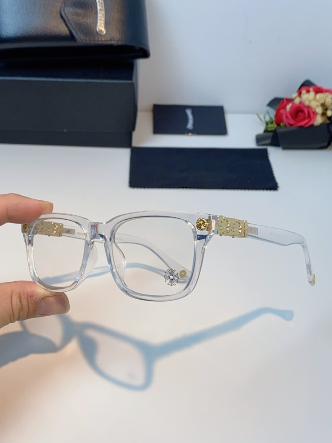 Chrome Hearts克罗心 2025新款经典十字花徽标平光镜眼镜框光学镜架男女近视眼镜