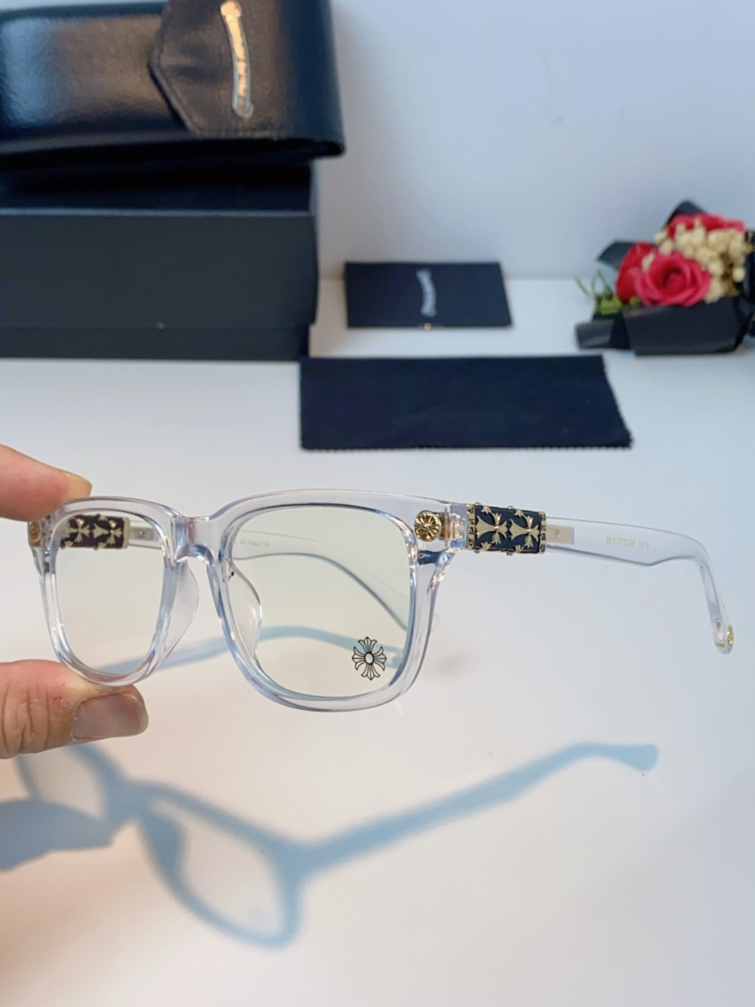 Chrome Hearts克罗心 2025新款经典十字花徽标平光镜眼镜框光学镜架男女近视眼镜