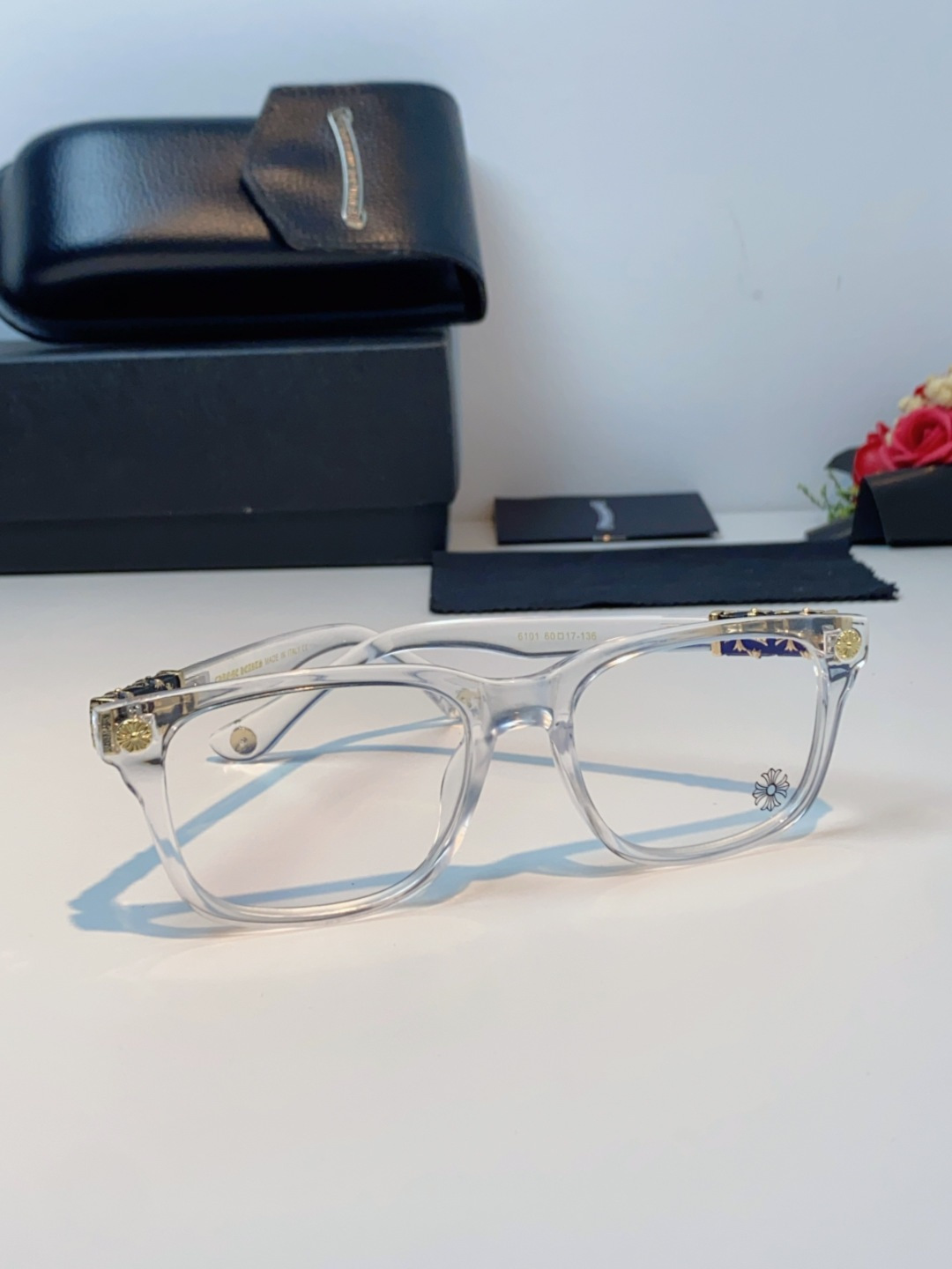 Chrome Hearts克罗心 2025新款经典十字花徽标平光镜眼镜框光学镜架男女近视眼镜