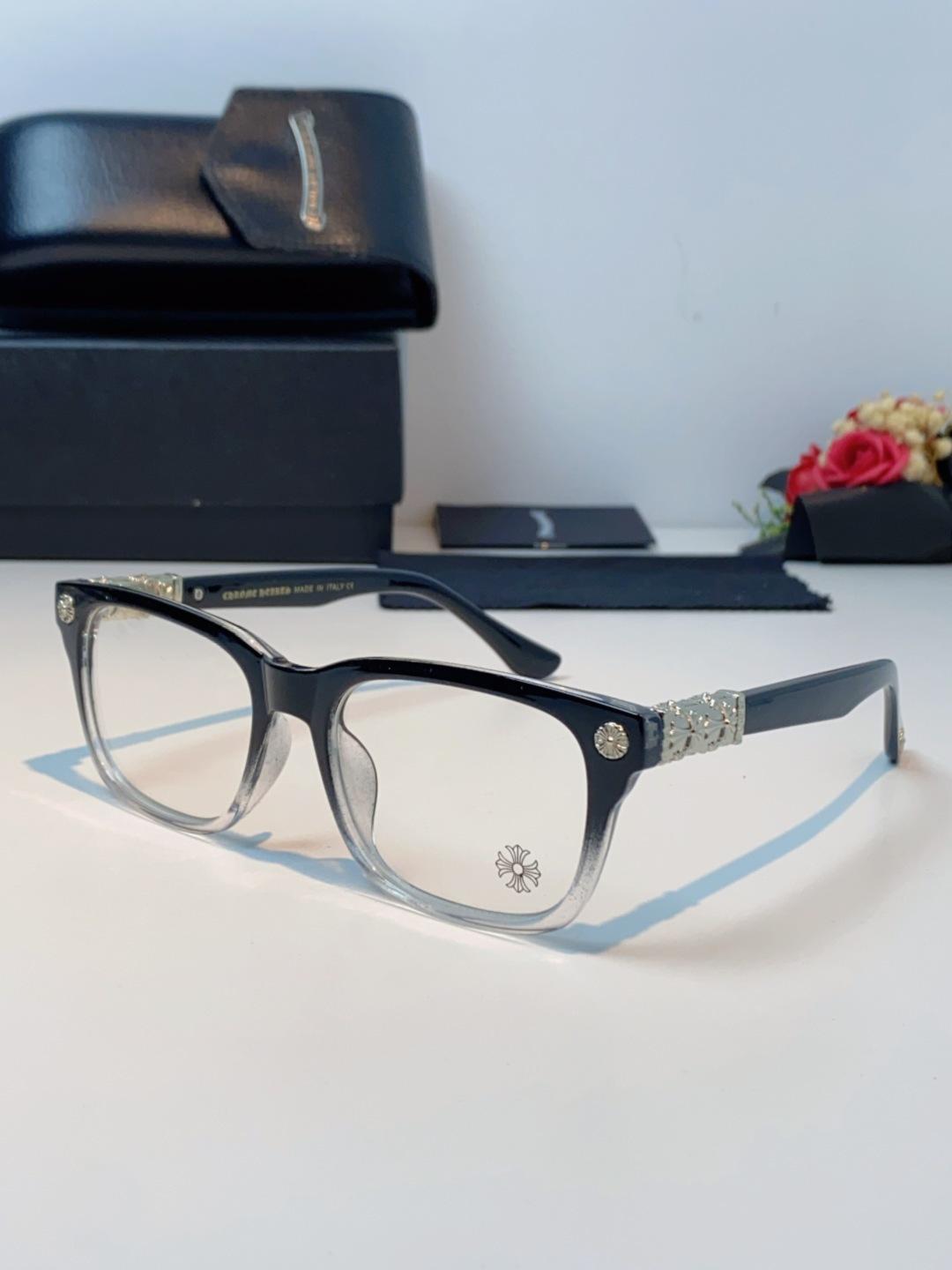 Chrome Hearts克罗心 2025新款经典十字花徽标平光镜眼镜框光学镜架男女近视眼镜