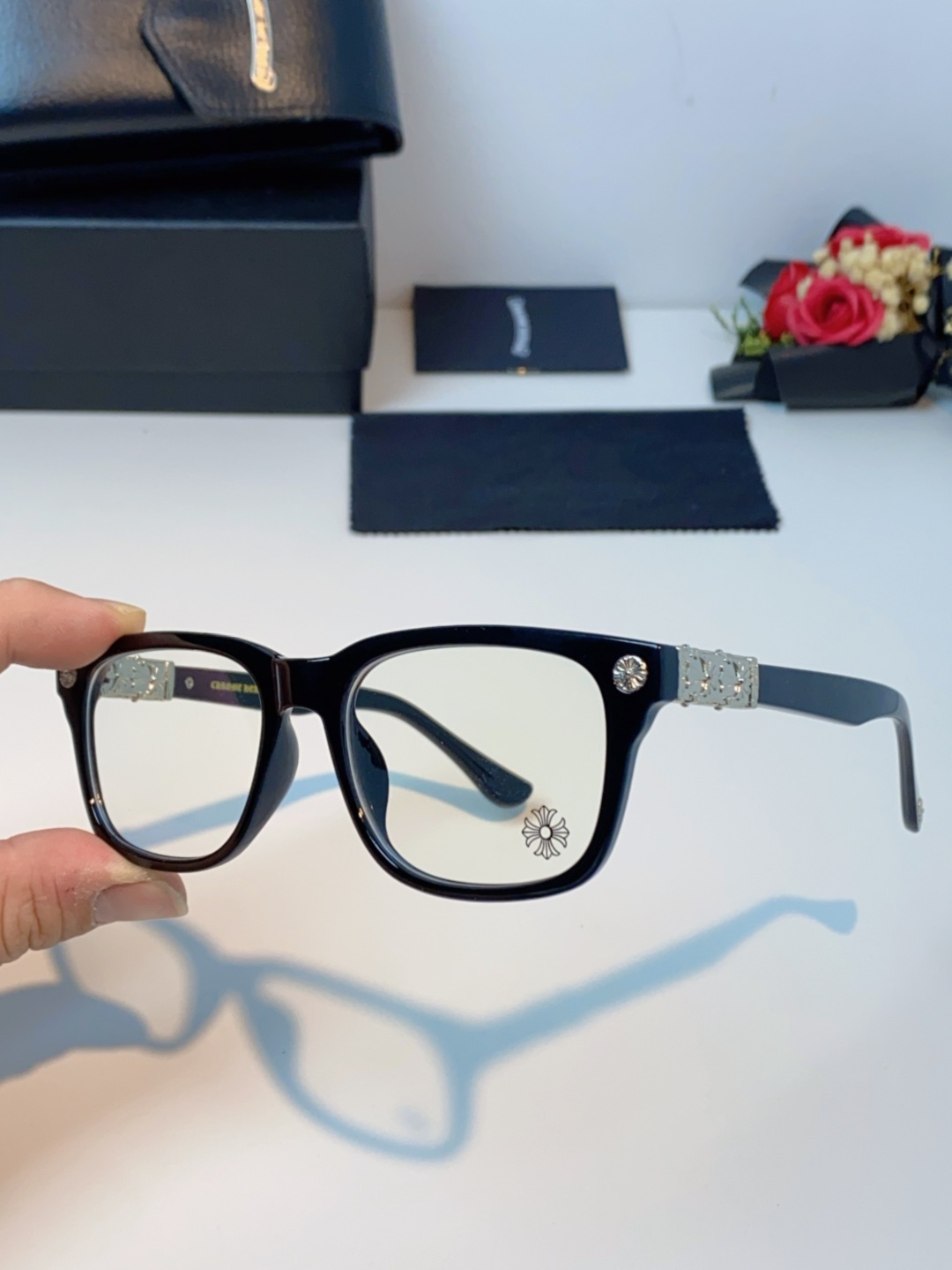 Chrome Hearts克罗心 2025新款经典十字花徽标平光镜眼镜框光学镜架男女近视眼镜