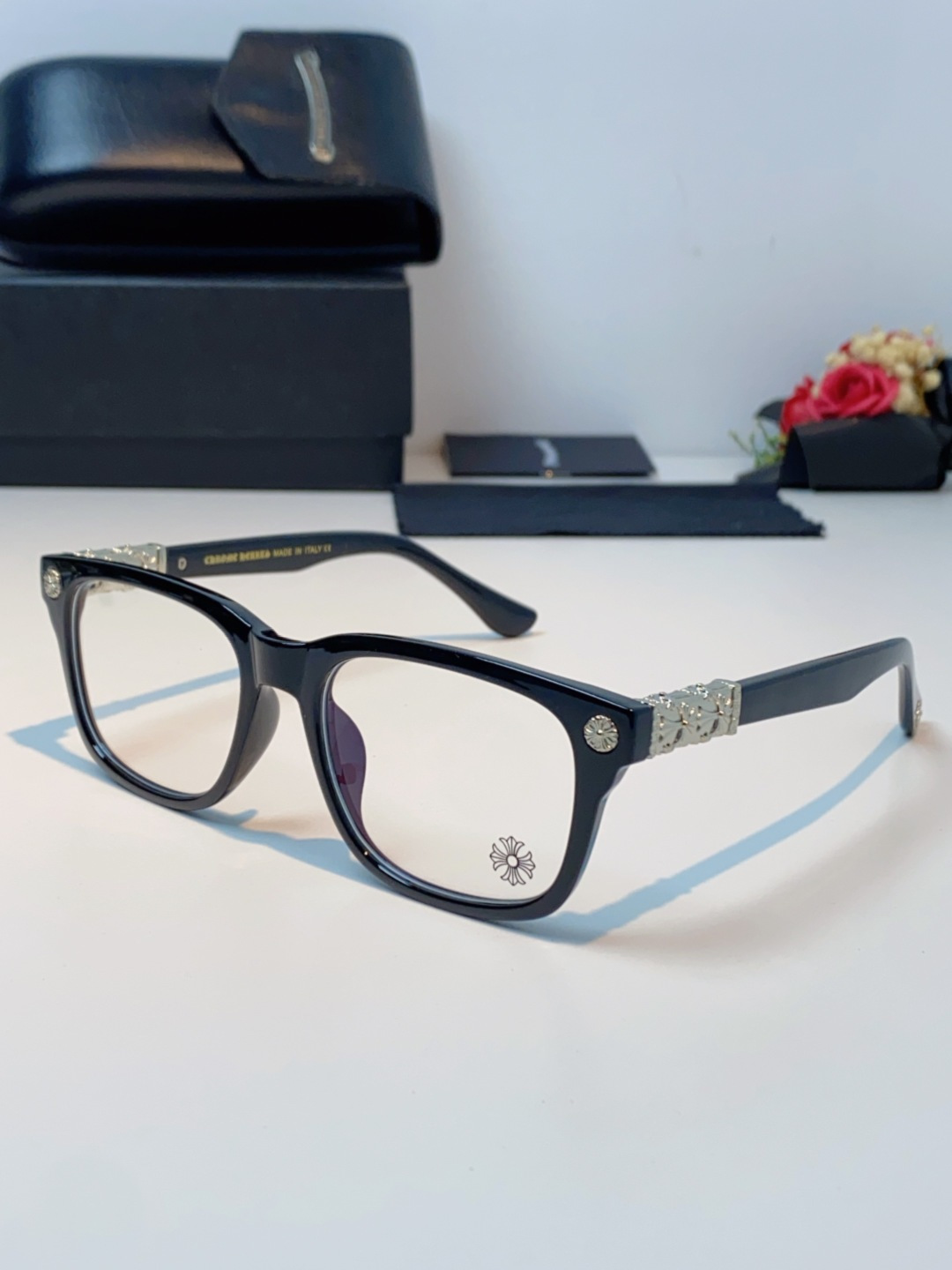 Chrome Hearts克罗心 2025新款经典十字花徽标平光镜眼镜框光学镜架男女近视眼镜