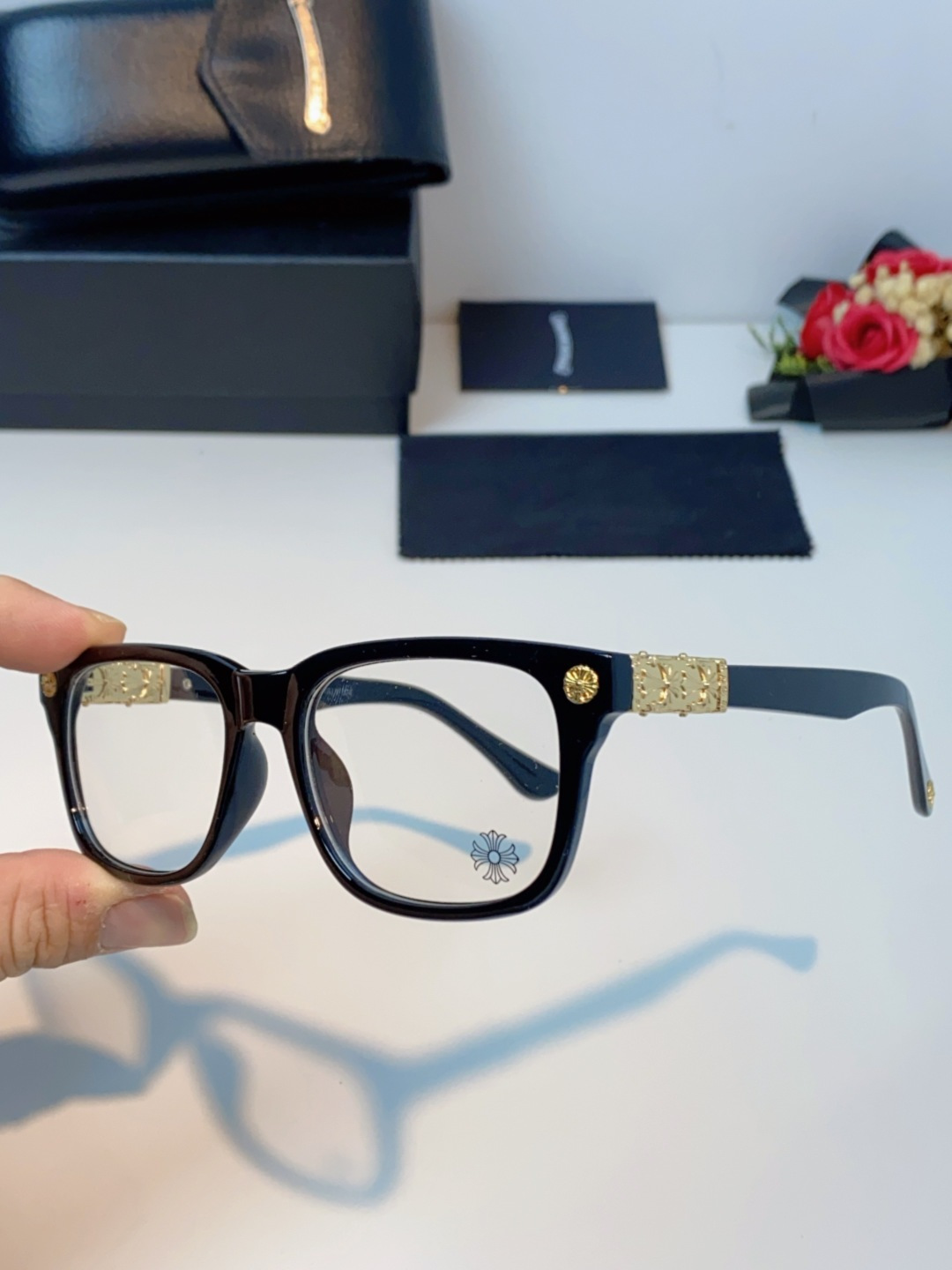 Chrome Hearts克罗心 2025新款经典十字花徽标平光镜眼镜框光学镜架男女近视眼镜