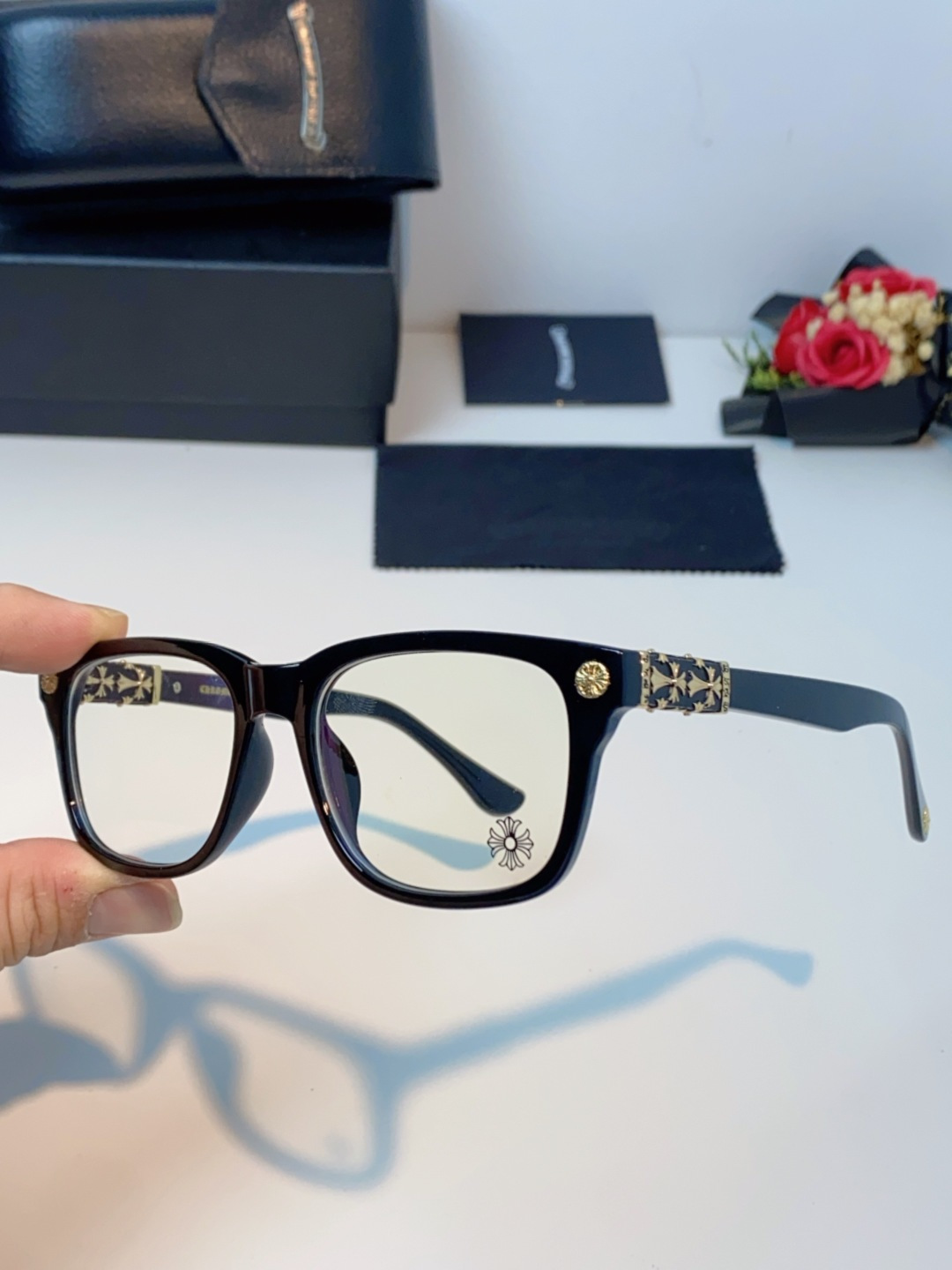 Chrome Hearts克罗心 2025新款经典十字花徽标平光镜眼镜框光学镜架男女近视眼镜