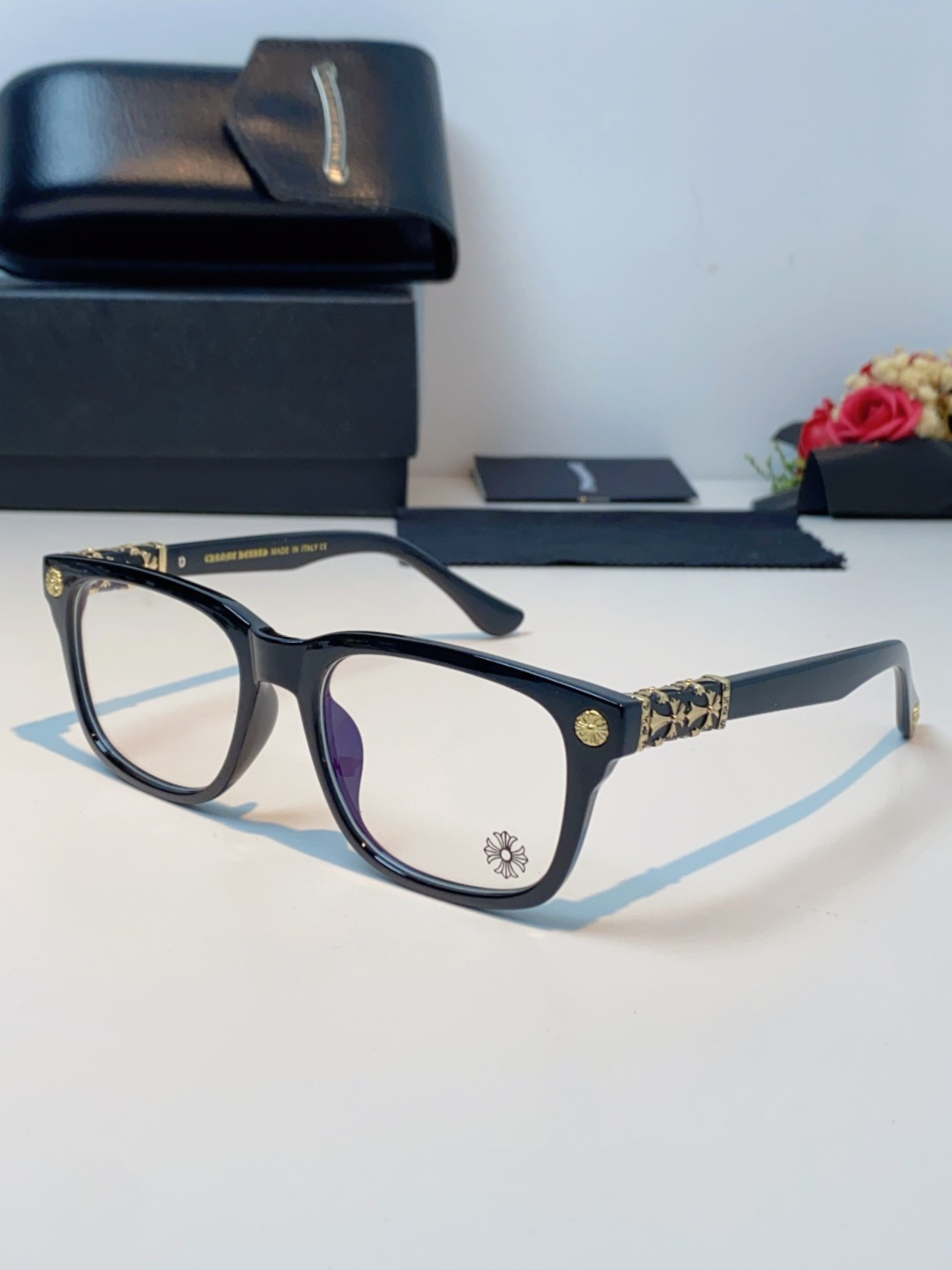 Chrome Hearts克罗心 2025新款经典十字花徽标平光镜眼镜框光学镜架男女近视眼镜