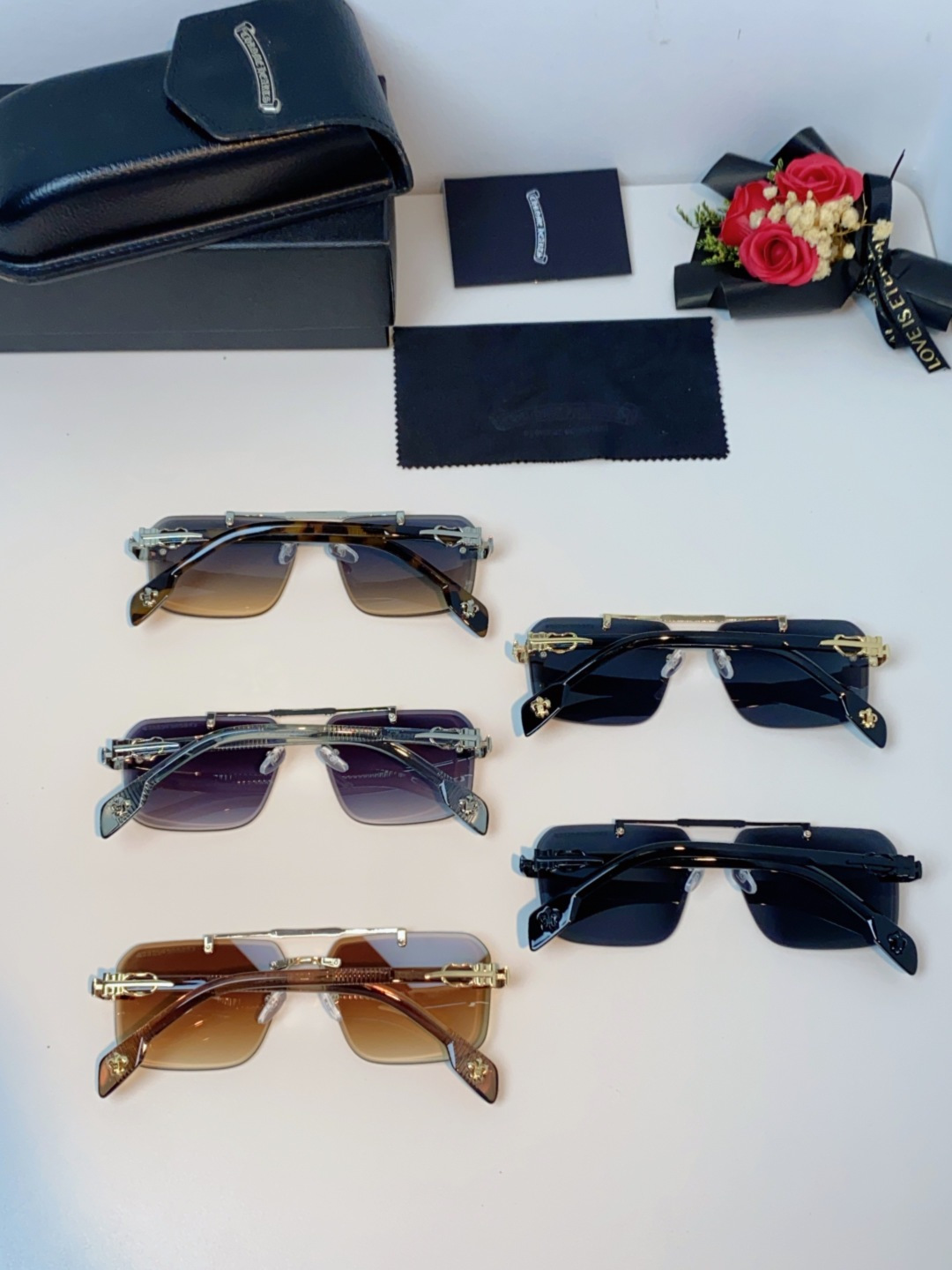 Chrome Hearts克罗心 2025新款高级遮阳无框方框太阳镜男款飞行员时尚大脸墨镜女开车旅行