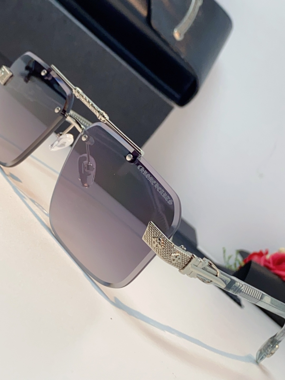 Chrome Hearts克罗心 2025新款高级遮阳无框方框太阳镜男款飞行员时尚大脸墨镜女开车旅行