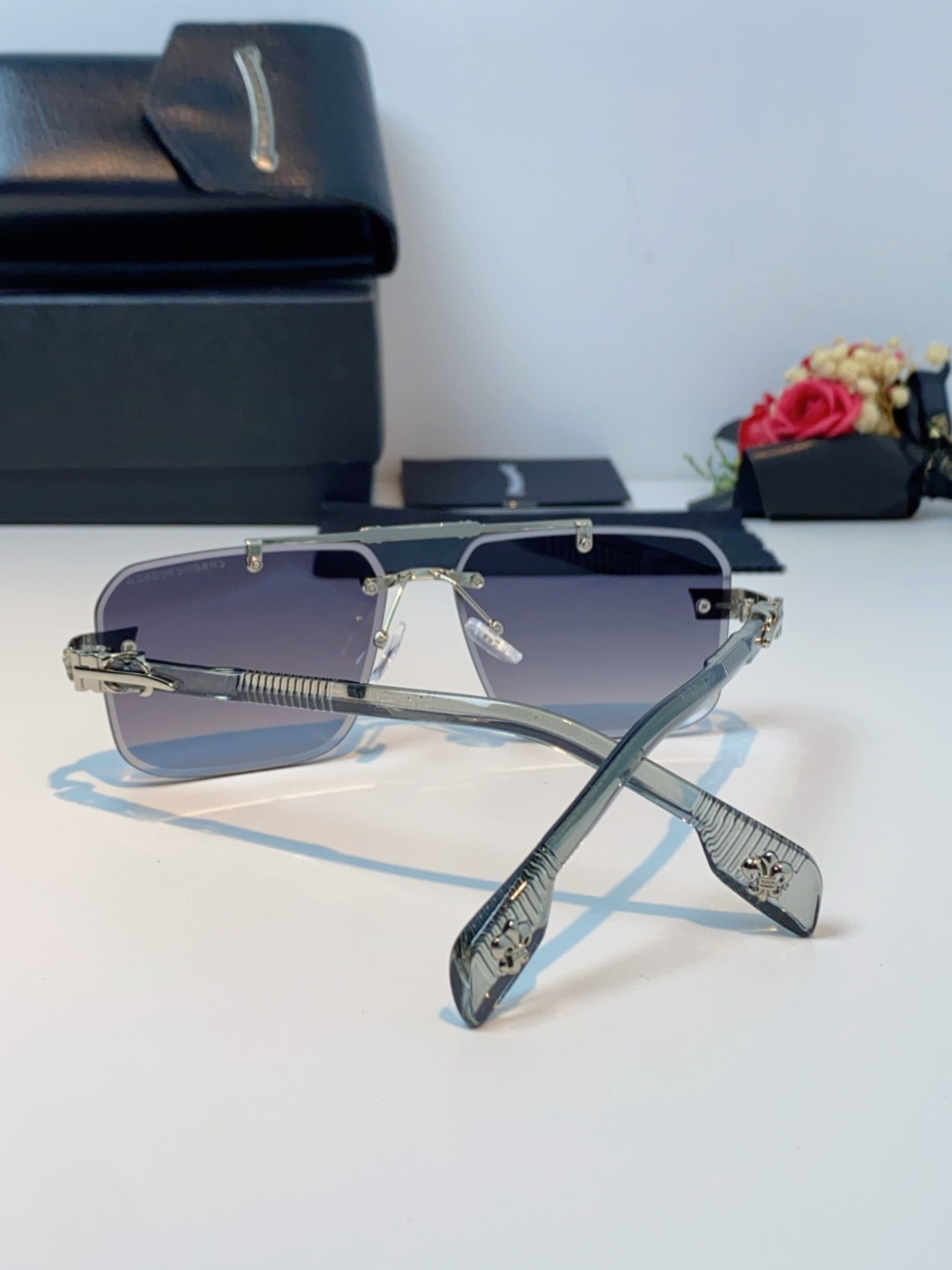 Chrome Hearts克罗心 2025新款高级遮阳无框方框太阳镜男款飞行员时尚大脸墨镜女开车旅行