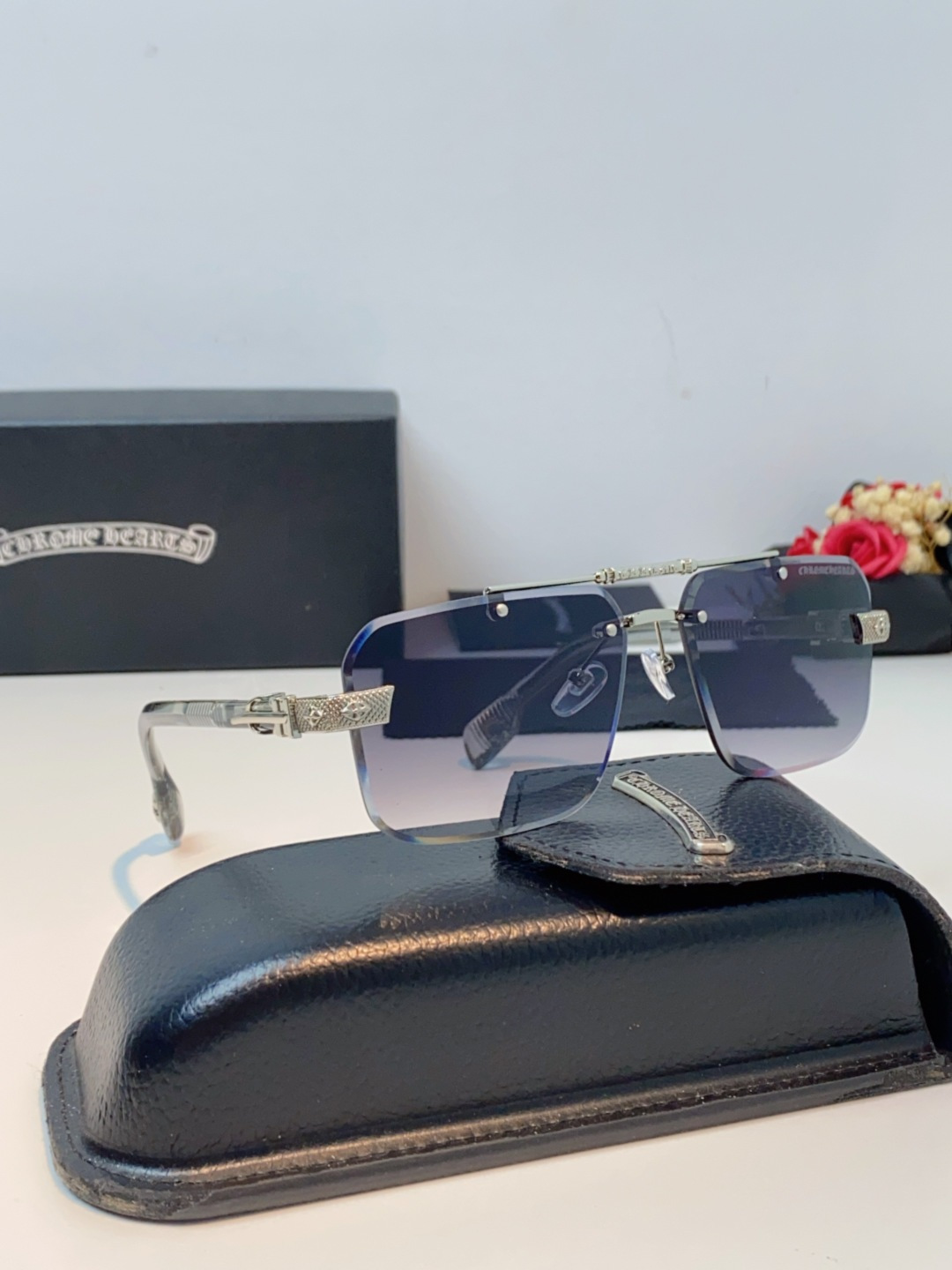 Chrome Hearts克罗心 2025新款高级遮阳无框方框太阳镜男款飞行员时尚大脸墨镜女开车旅行