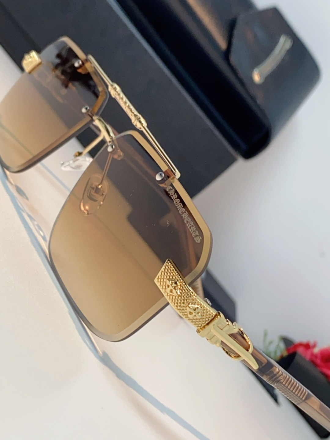 Chrome Hearts克罗心 2025新款高级遮阳无框方框太阳镜男款飞行员时尚大脸墨镜女开车旅行