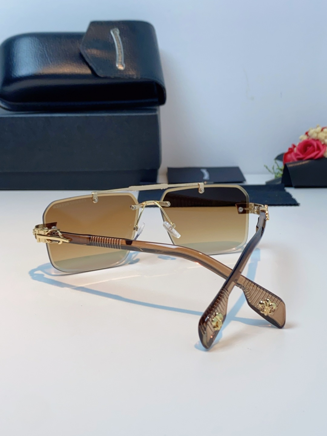 Chrome Hearts克罗心 2025新款高级遮阳无框方框太阳镜男款飞行员时尚大脸墨镜女开车旅行