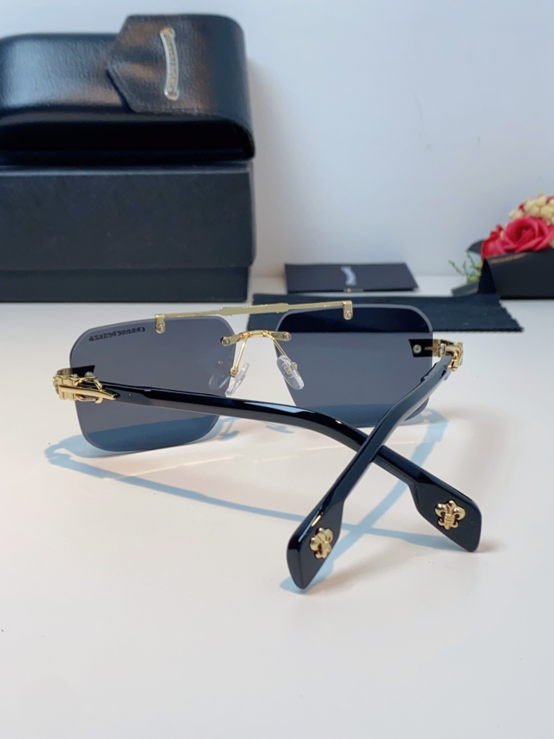 Chrome Hearts克罗心 2025新款高级遮阳无框方框太阳镜男款飞行员时尚大脸墨镜女开车旅行