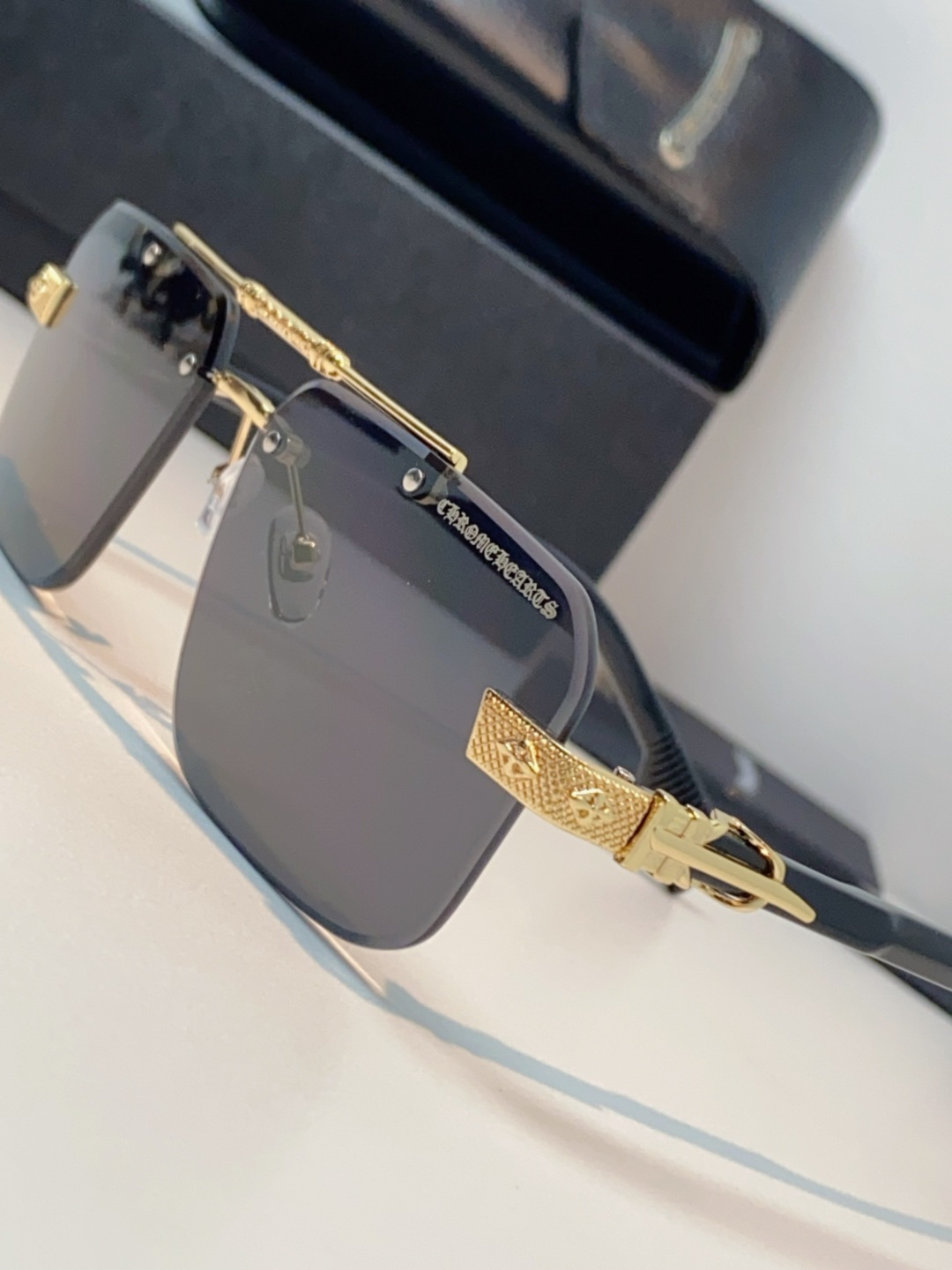 Chrome Hearts克罗心 2025新款高级遮阳无框方框太阳镜男款飞行员时尚大脸墨镜女开车旅行