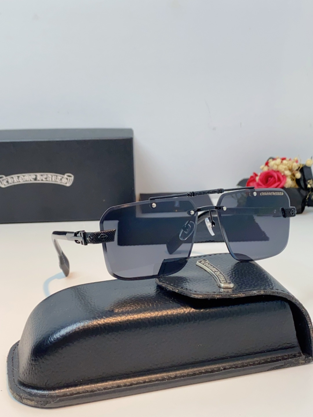 Chrome Hearts克罗心 2025新款高级遮阳无框方框太阳镜男款飞行员时尚大脸墨镜女开车旅行