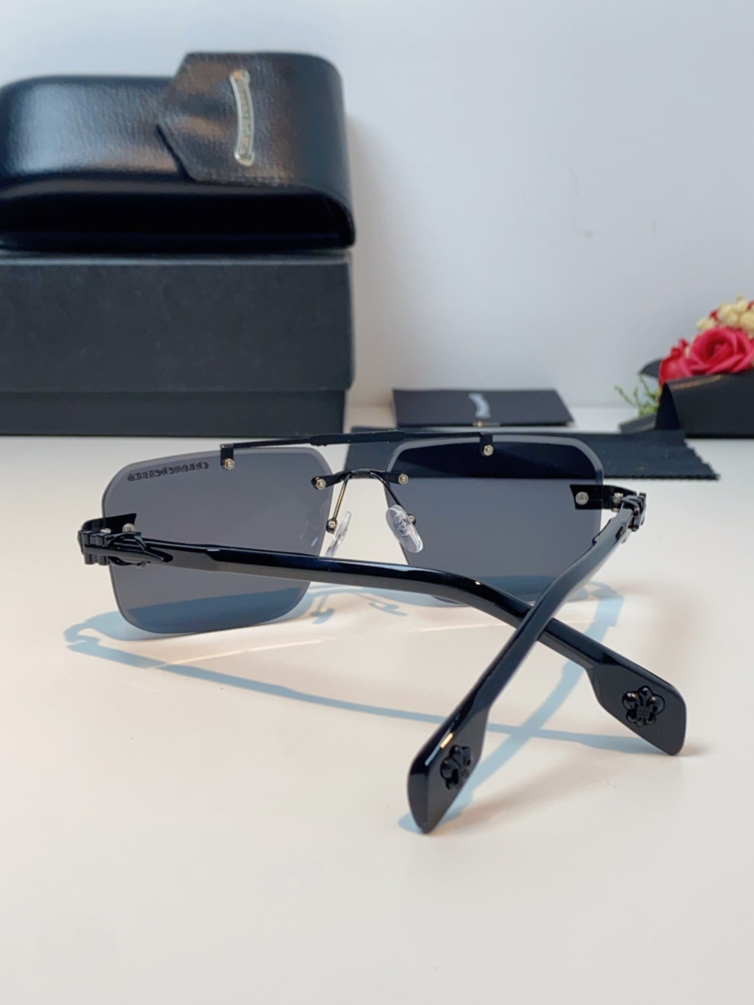 Chrome Hearts克罗心 2025新款高级遮阳无框方框太阳镜男款飞行员时尚大脸墨镜女开车旅行