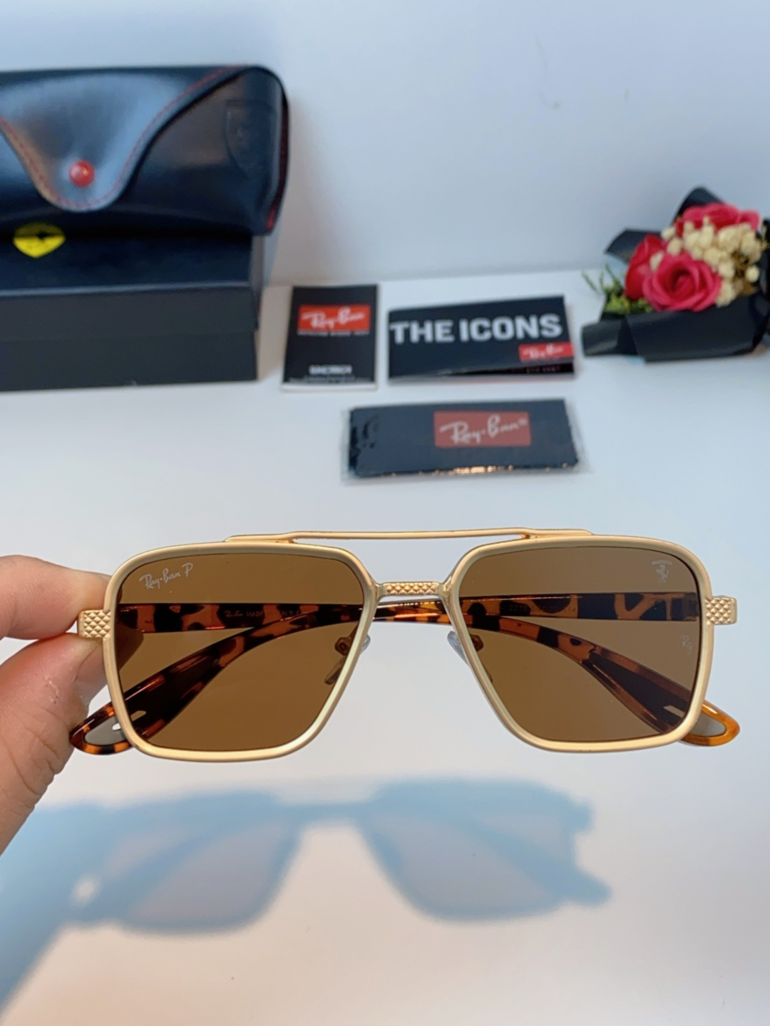 RayBan雷朋法拉利联名款 2025新款联名系列 欧美风潮流双梁偏光防强光太阳眼镜男文艺复古出行街拍方