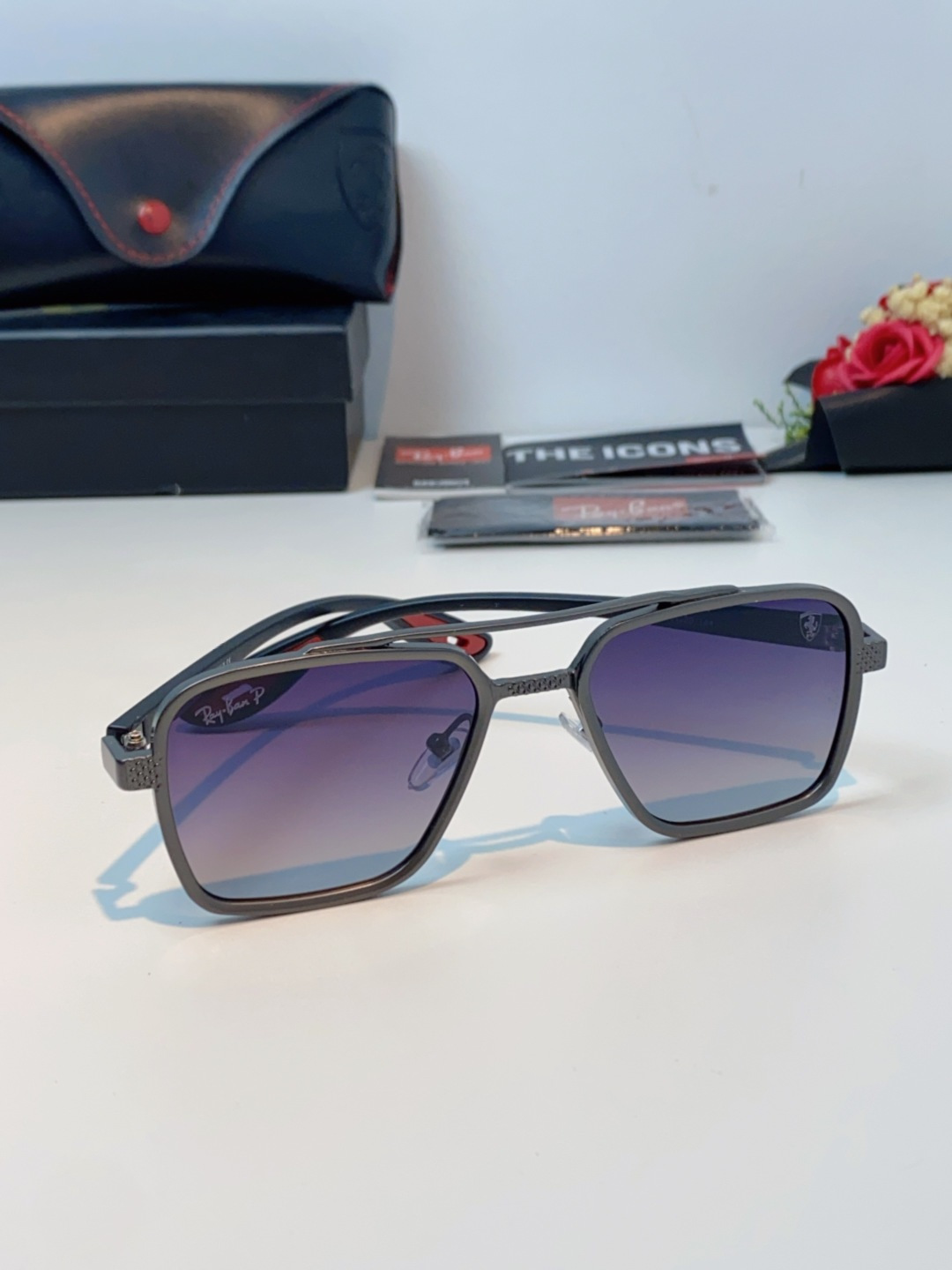 RayBan雷朋法拉利联名款 2025新款联名系列 欧美风潮流双梁偏光防强光太阳眼镜男文艺复古出行街拍方