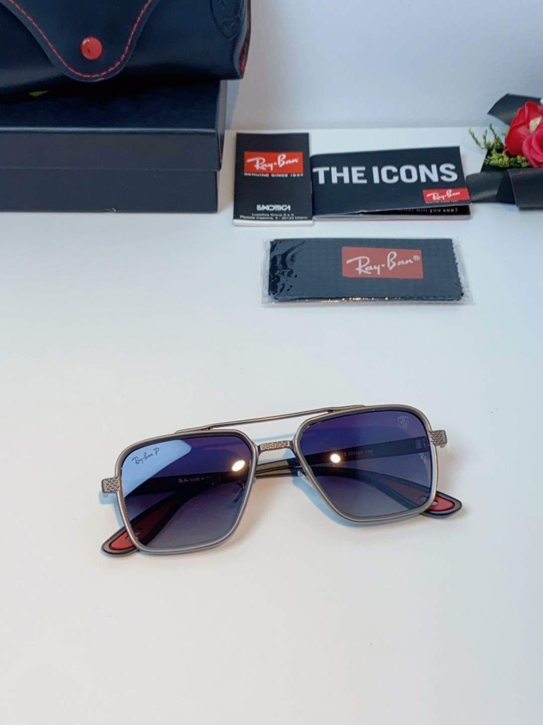 RayBan雷朋法拉利联名款 2025新款联名系列 欧美风潮流双梁偏光防强光太阳眼镜男文艺复古出行街拍方