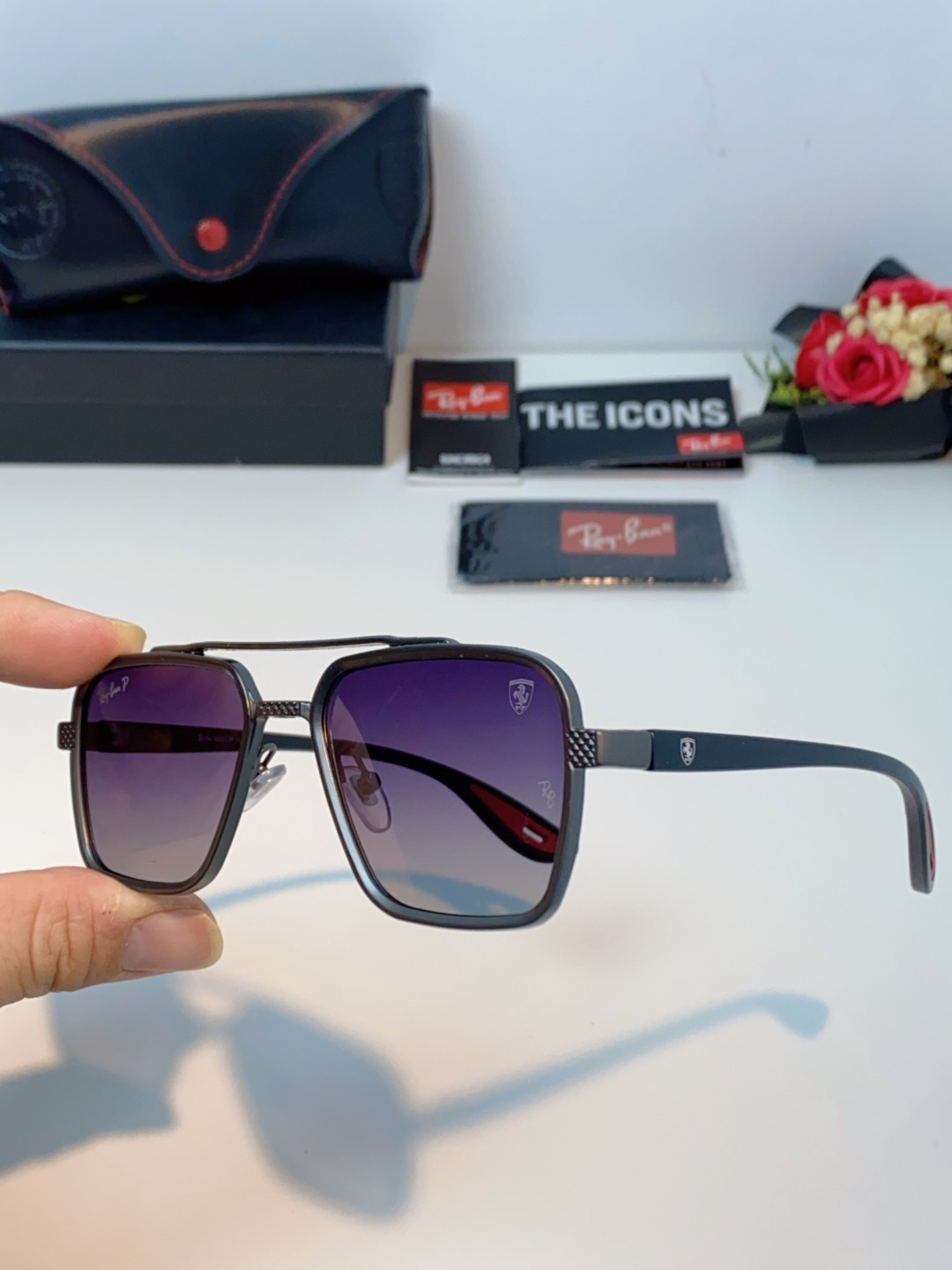 RayBan雷朋法拉利联名款 2025新款联名系列 欧美风潮流双梁偏光防强光太阳眼镜男文艺复古出行街拍方