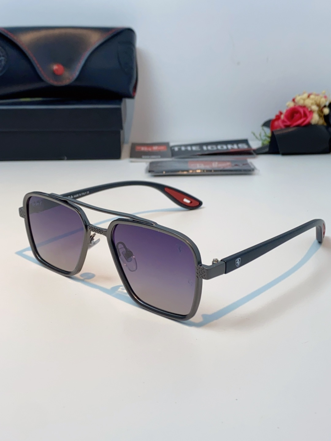 RayBan雷朋法拉利联名款 2025新款联名系列 欧美风潮流双梁偏光防强光太阳眼镜男文艺复古出行街拍方