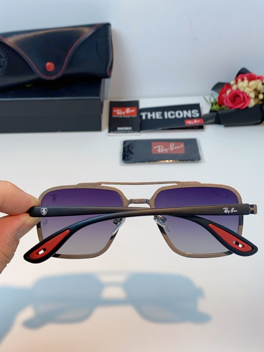 RayBan雷朋法拉利联名款 2025新款联名系列 欧美风潮流双梁偏光防强光太阳眼镜男文艺复古出行街拍方