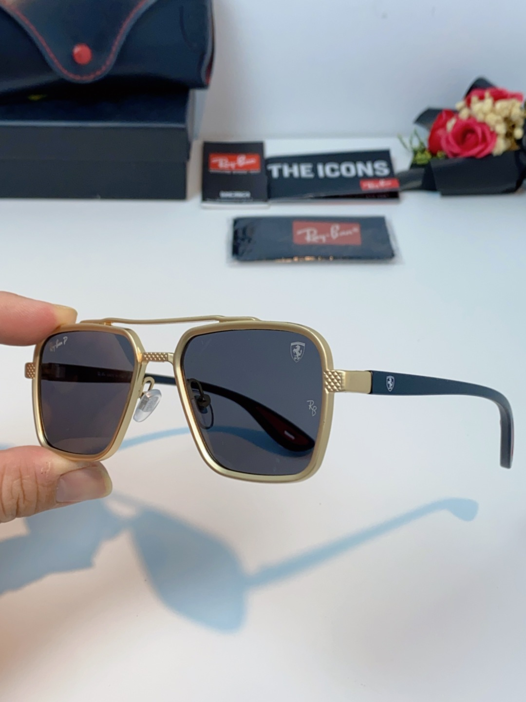 RayBan雷朋法拉利联名款 2025新款联名系列 欧美风潮流双梁偏光防强光太阳眼镜男文艺复古出行街拍方