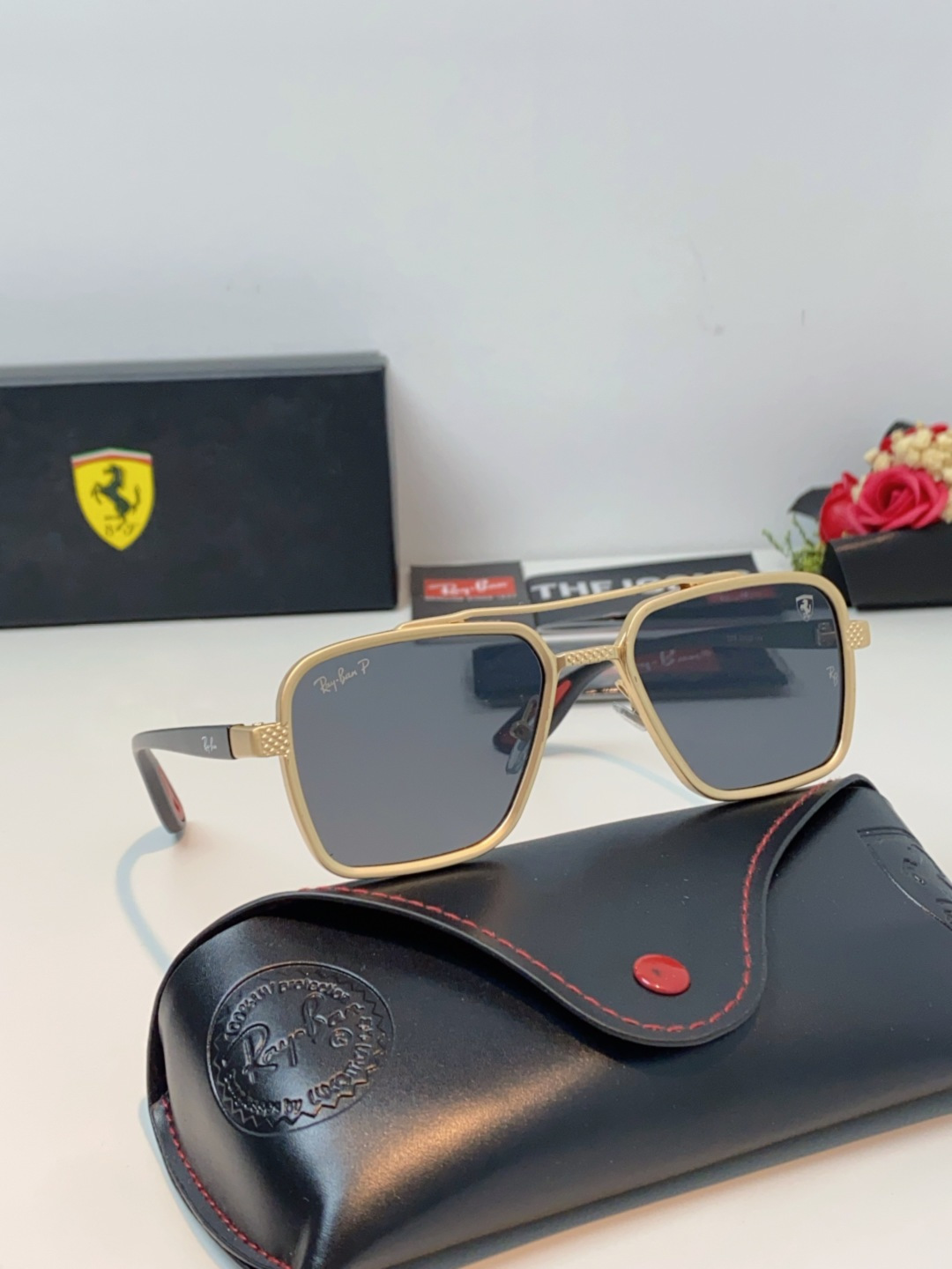 RayBan雷朋法拉利联名款 2025新款联名系列 欧美风潮流双梁偏光防强光太阳眼镜男文艺复古出行街拍方