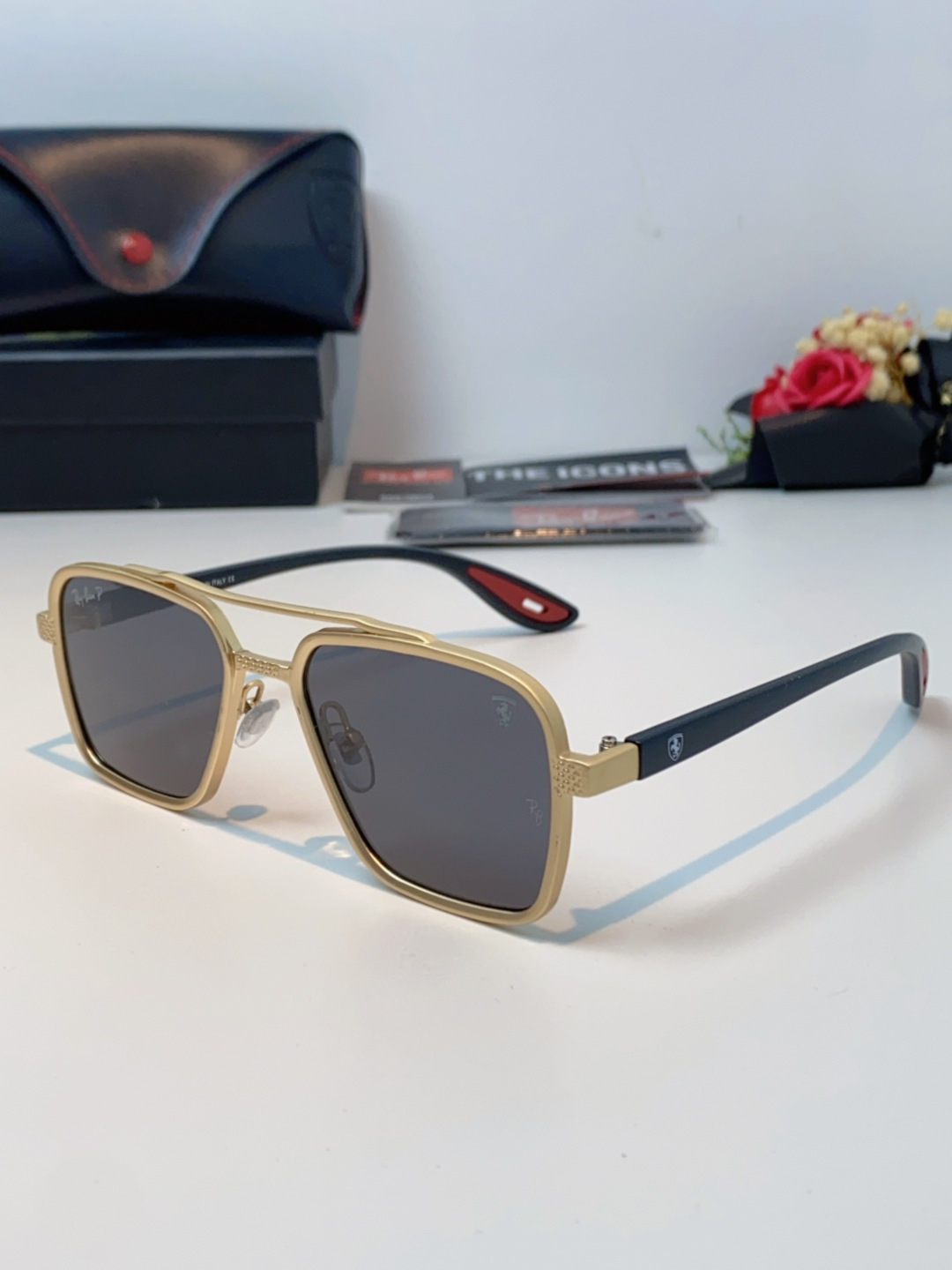 RayBan雷朋法拉利联名款 2025新款联名系列 欧美风潮流双梁偏光防强光太阳眼镜男文艺复古出行街拍方