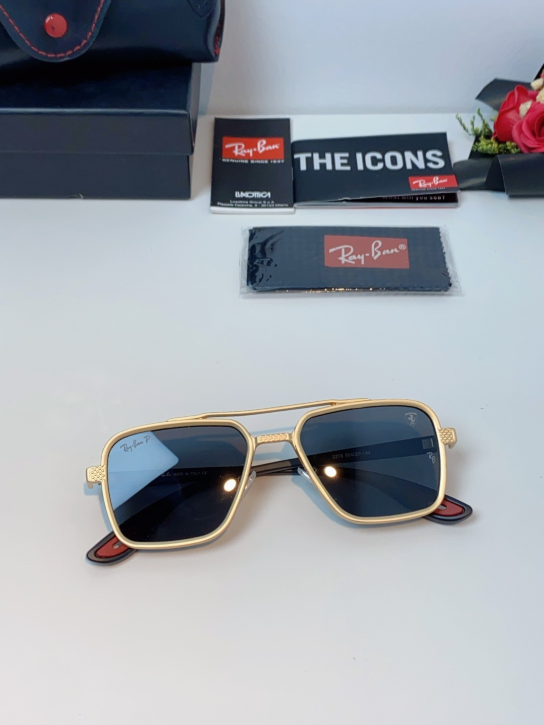 RayBan雷朋法拉利联名款 2025新款联名系列 欧美风潮流双梁偏光防强光太阳眼镜男文艺复古出行街拍方