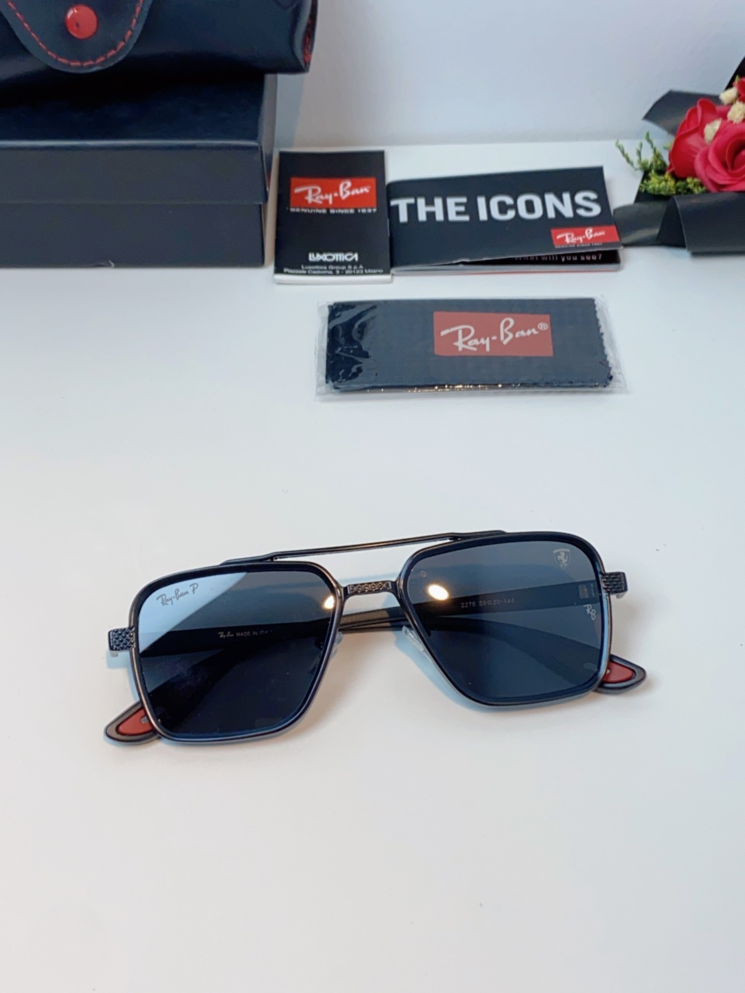 RayBan雷朋法拉利联名款 2025新款联名系列 欧美风潮流双梁偏光防强光太阳眼镜男文艺复古出行街拍方