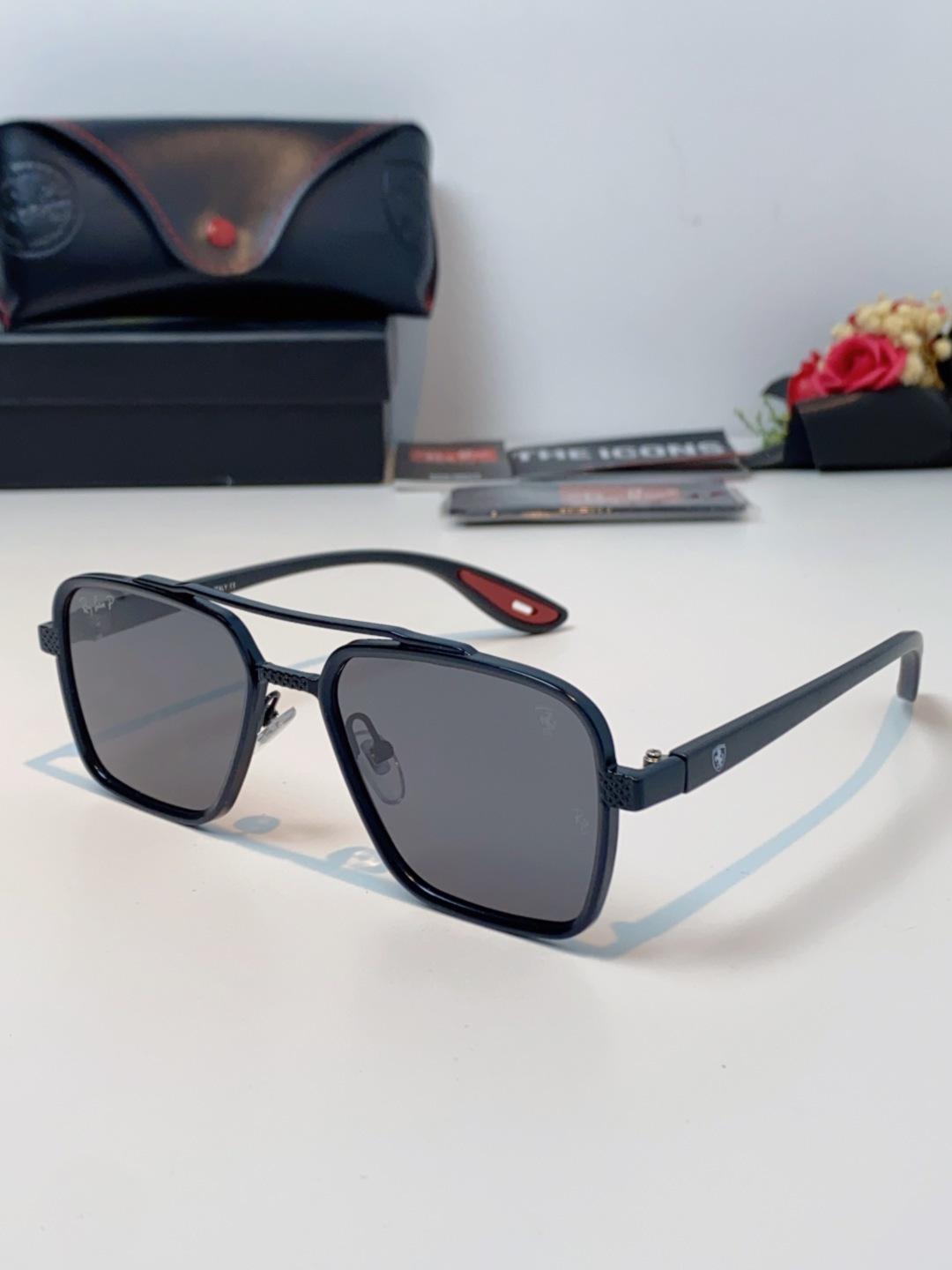 RayBan雷朋法拉利联名款 2025新款联名系列 欧美风潮流双梁偏光防强光太阳眼镜男文艺复古出行街拍方