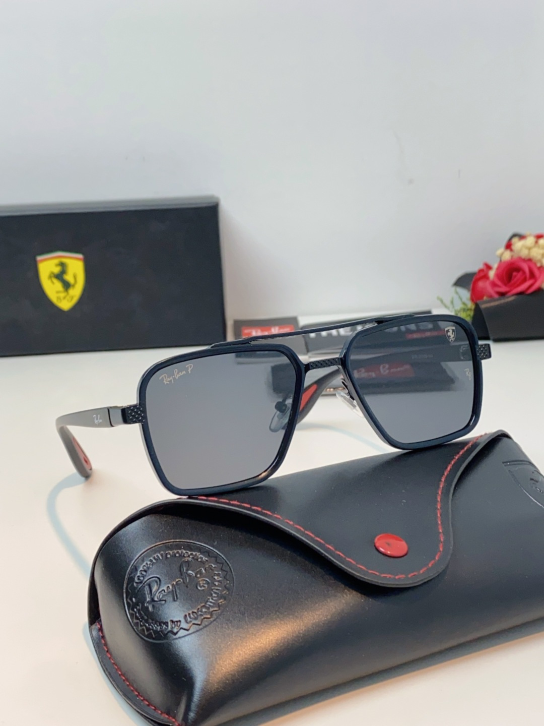 RayBan雷朋法拉利联名款 2025新款联名系列 欧美风潮流双梁偏光防强光太阳眼镜男文艺复古出行街拍方