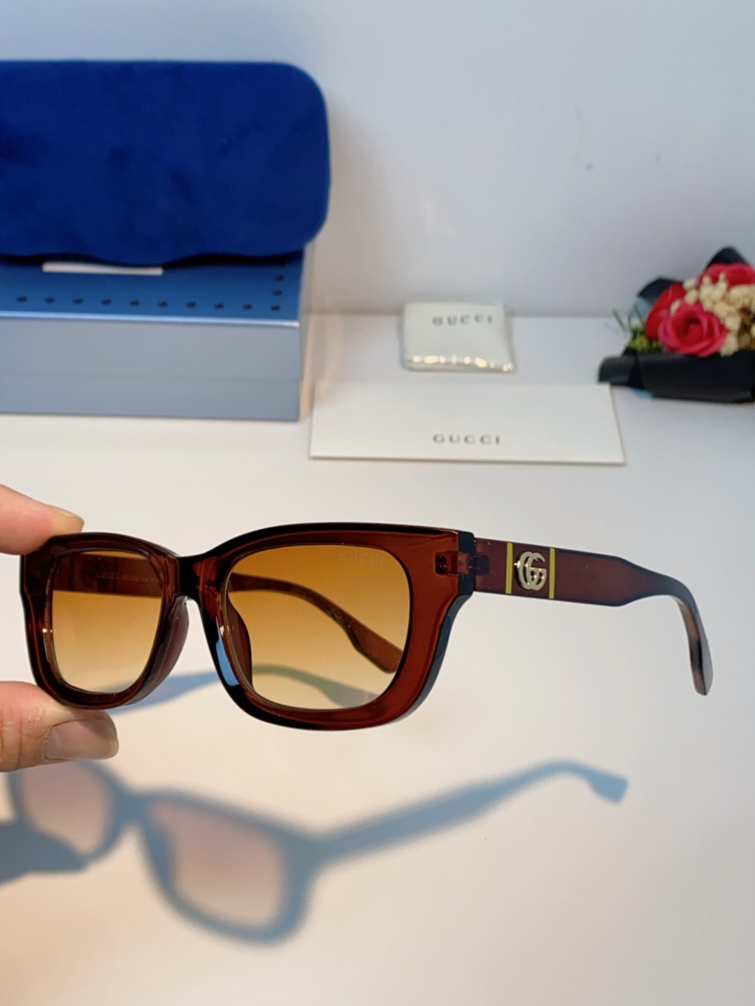 Gucci古奇 2025新款墨镜女时尚方框太阳眼镜 网红街拍男女通用