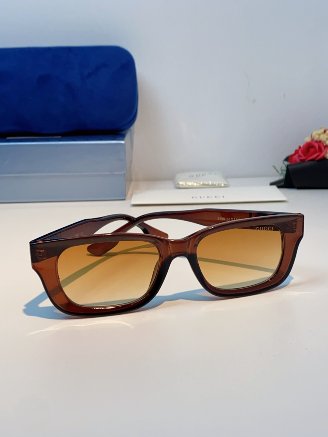 Gucci古奇 2025新款墨镜女时尚方框太阳眼镜 网红街拍男女通用