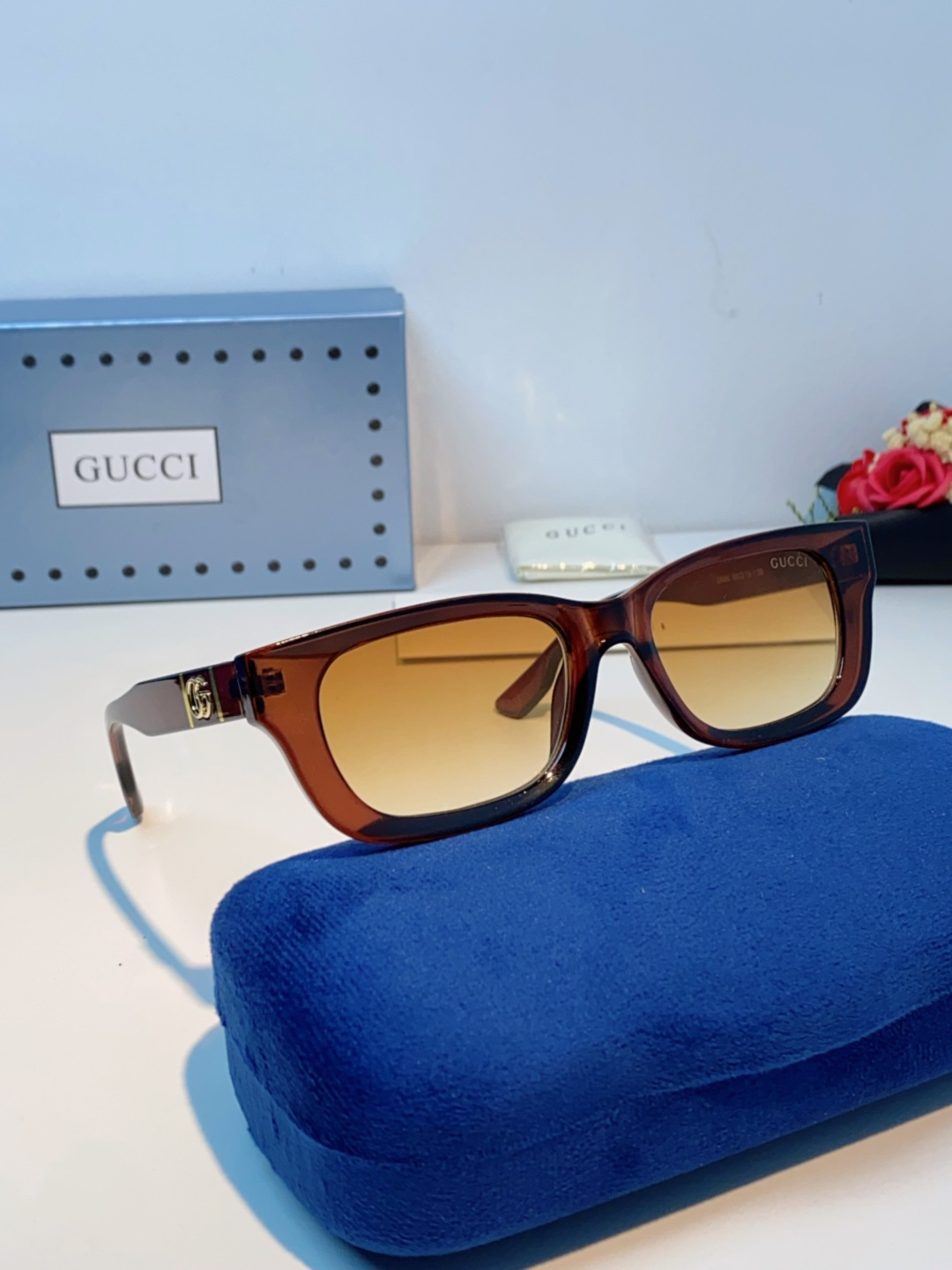 Gucci古奇 2025新款墨镜女时尚方框太阳眼镜 网红街拍男女通用