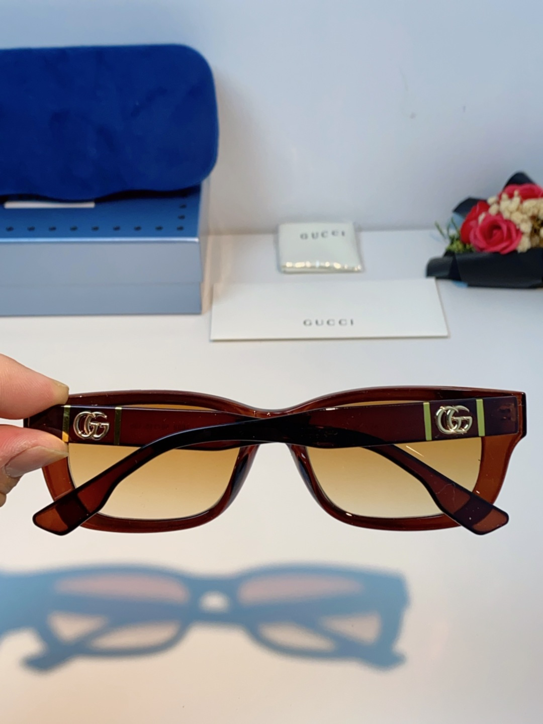 Gucci古奇 2025新款墨镜女时尚方框太阳眼镜 网红街拍男女通用