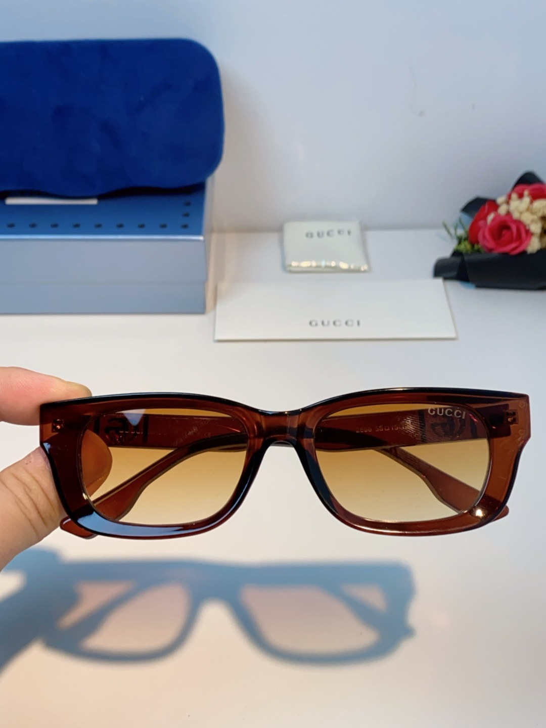 Gucci古奇 2025新款墨镜女时尚方框太阳眼镜 网红街拍男女通用